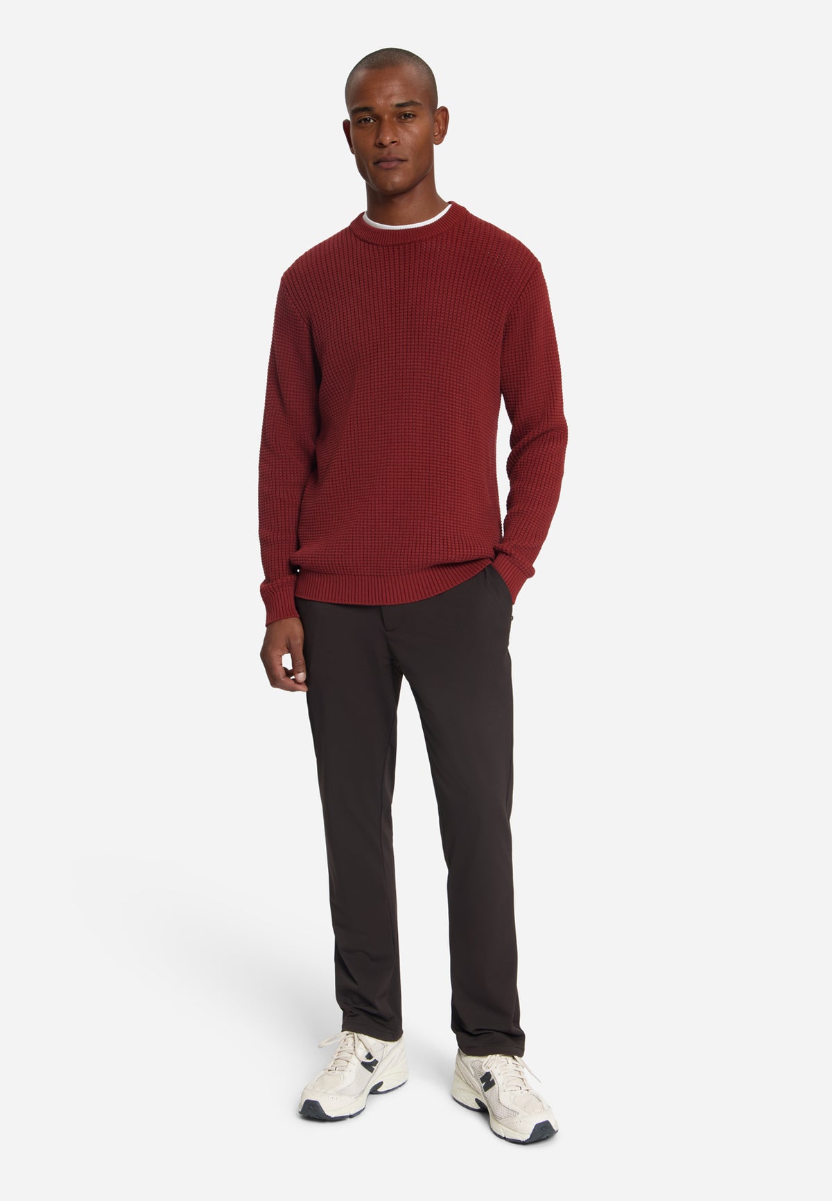 Textured Crew Neck Jumper | Cayenne