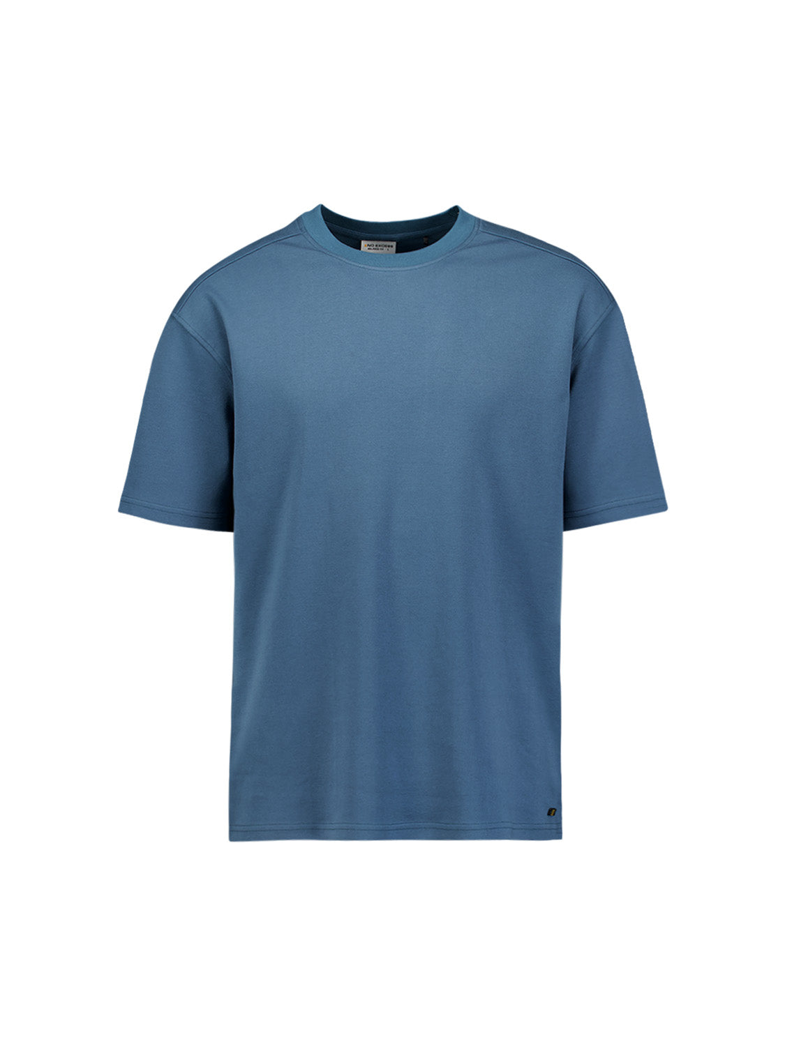 T-shirt à col rond, uni, en interlock épais | shadow blue
