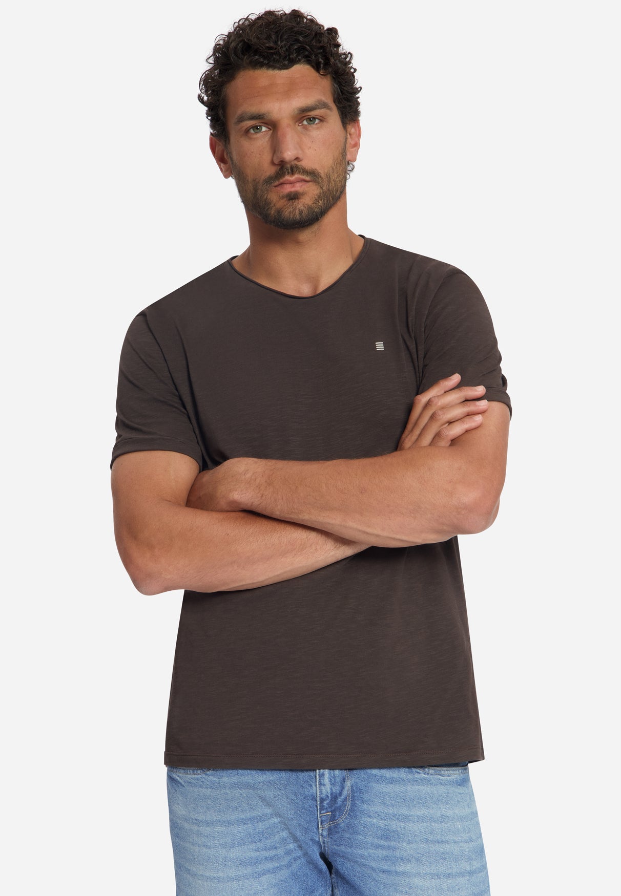 T-shirt en coton slub | Marron foncé