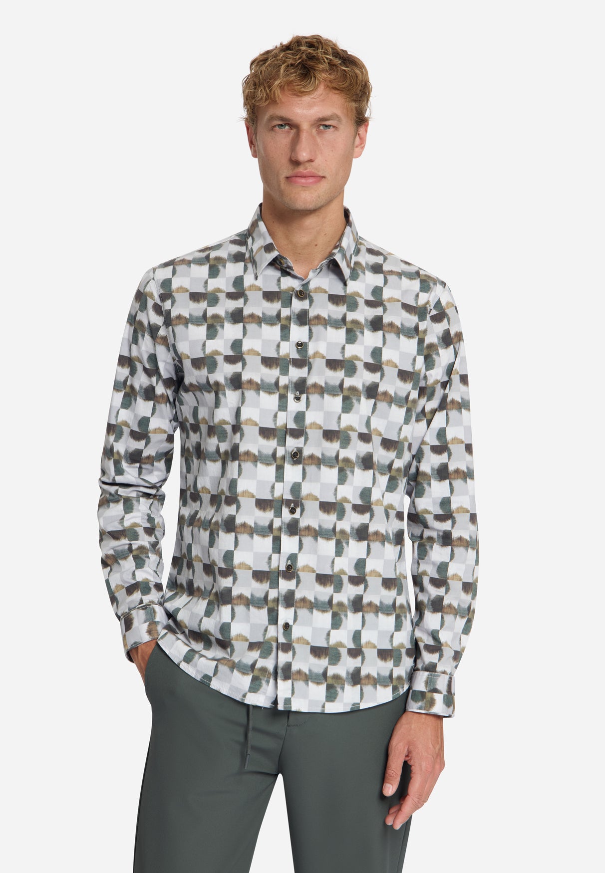 Chemise extensible à imprimé intégral | Caramel