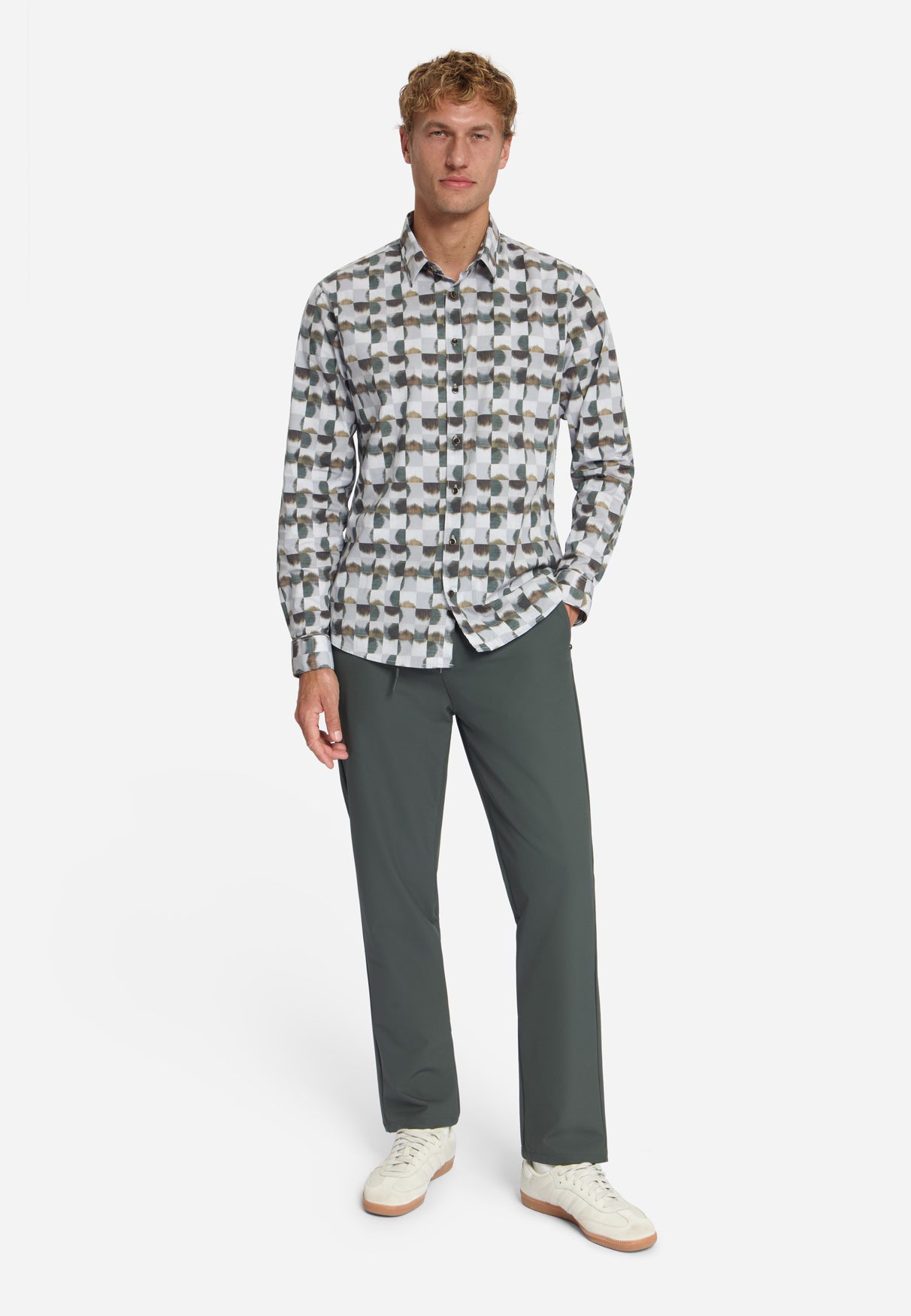 Chemise extensible à imprimé intégral | Caramel