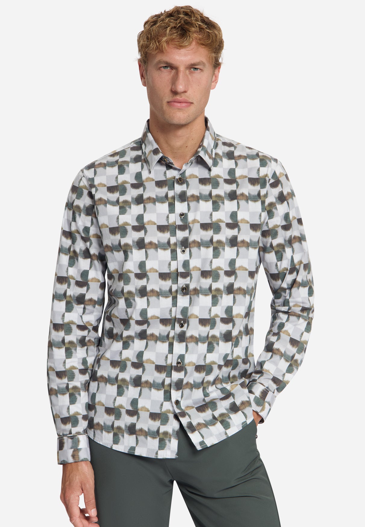 Chemise extensible à imprimé intégral | Caramel