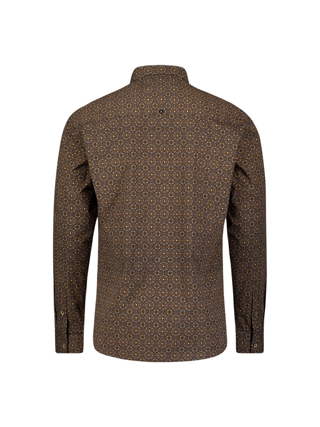 Geometric Print Stretch Shirt | Caramel