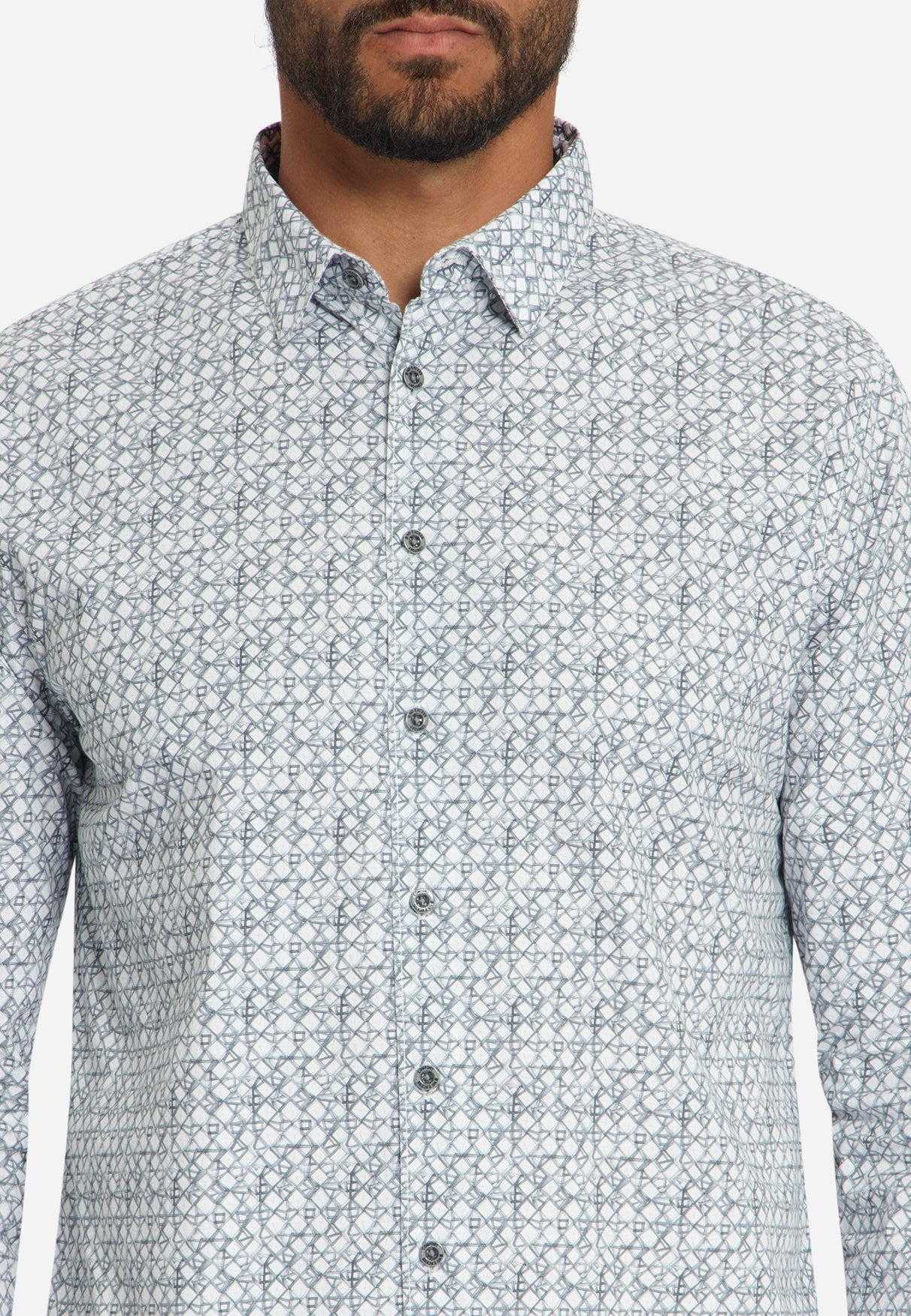 Printed stretch shirt | Dusty Blue