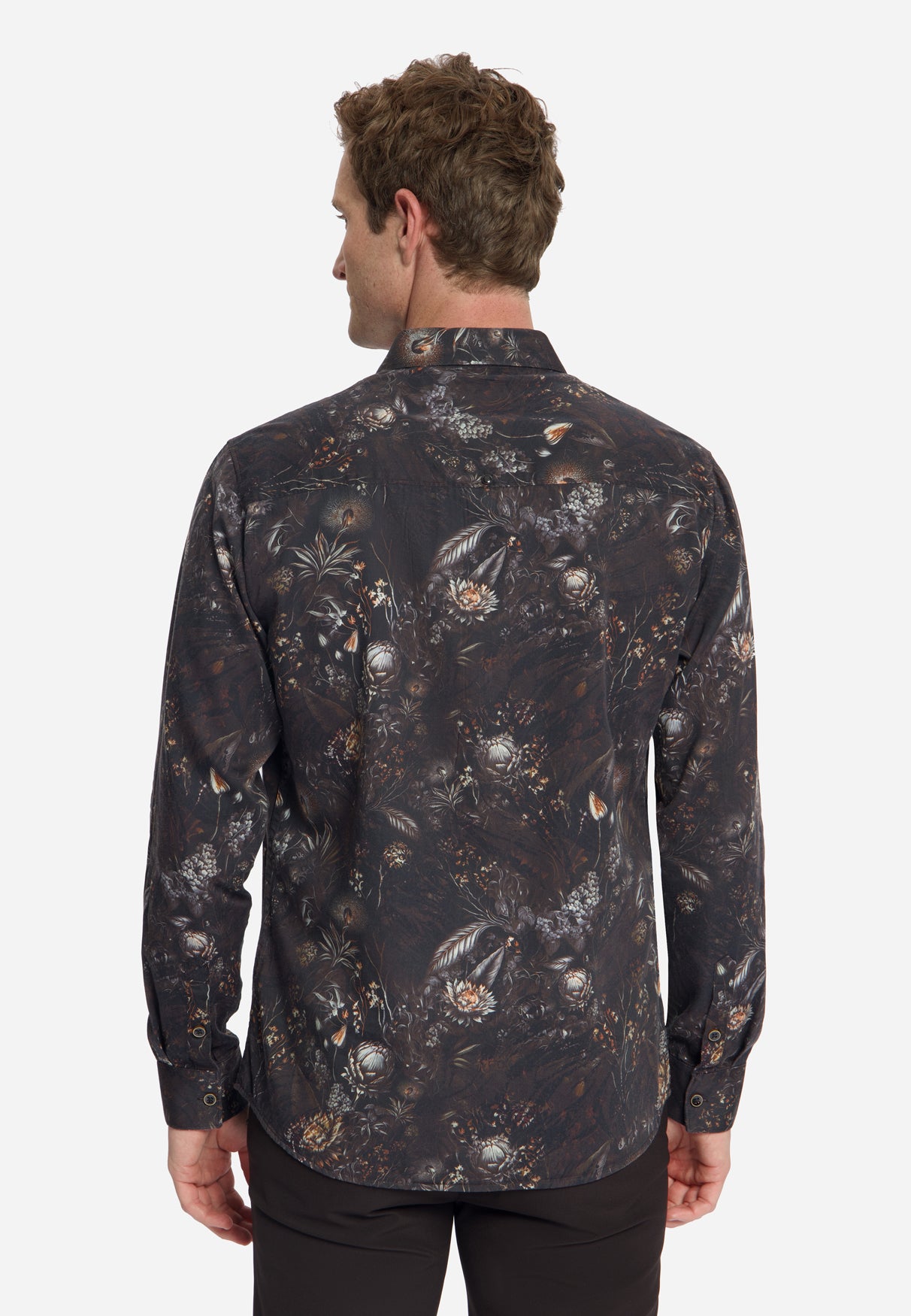 Chemise à imprimé intégral, tissage satiné | Noir