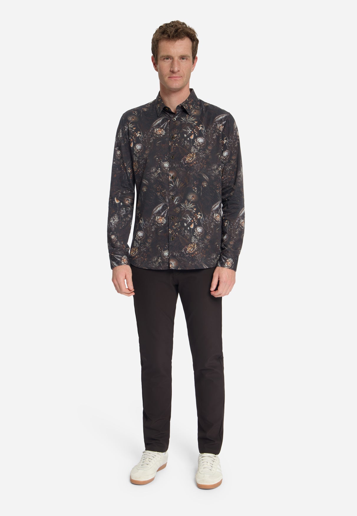 Chemise à imprimé intégral, tissage satiné | Noir