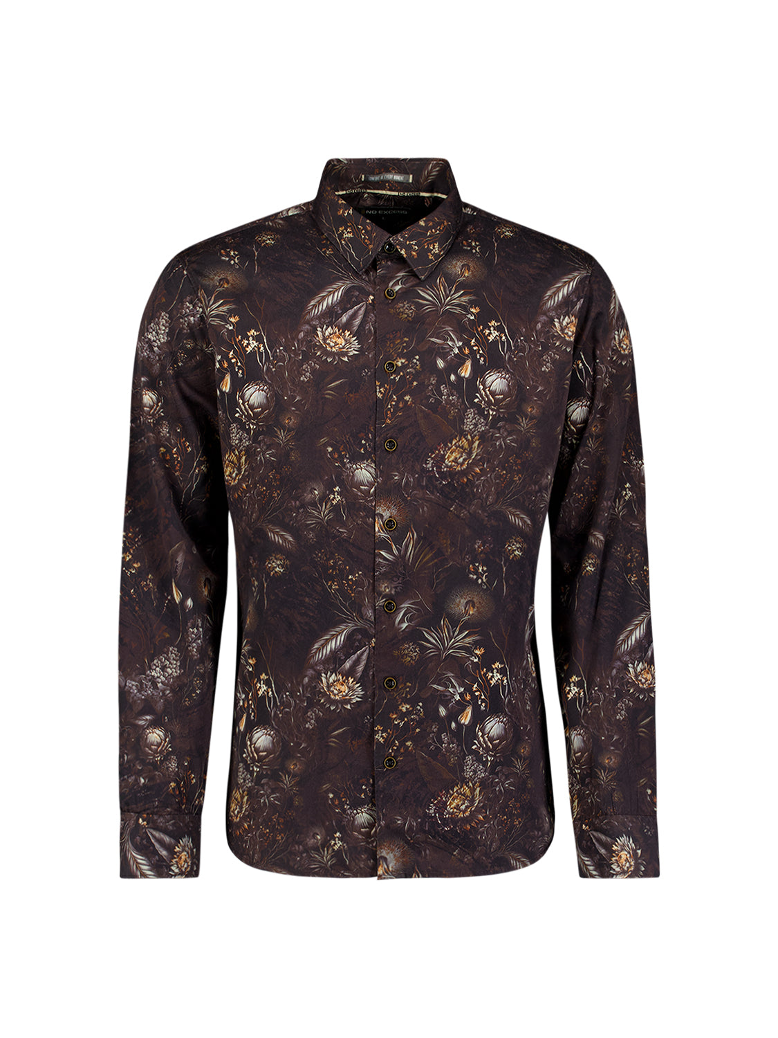 Chemise à imprimé intégral, tissage satiné | Noir