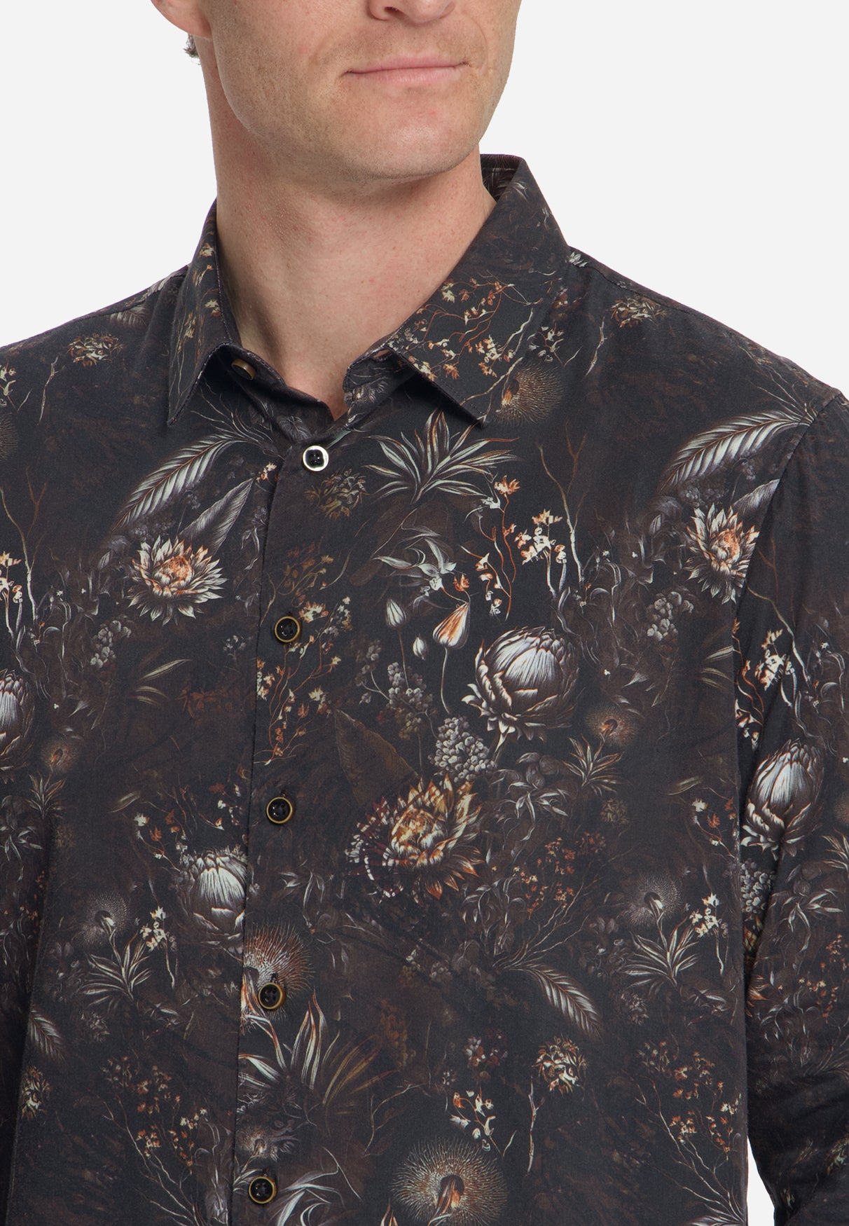 Chemise à imprimé intégral, tissage satiné | Noir