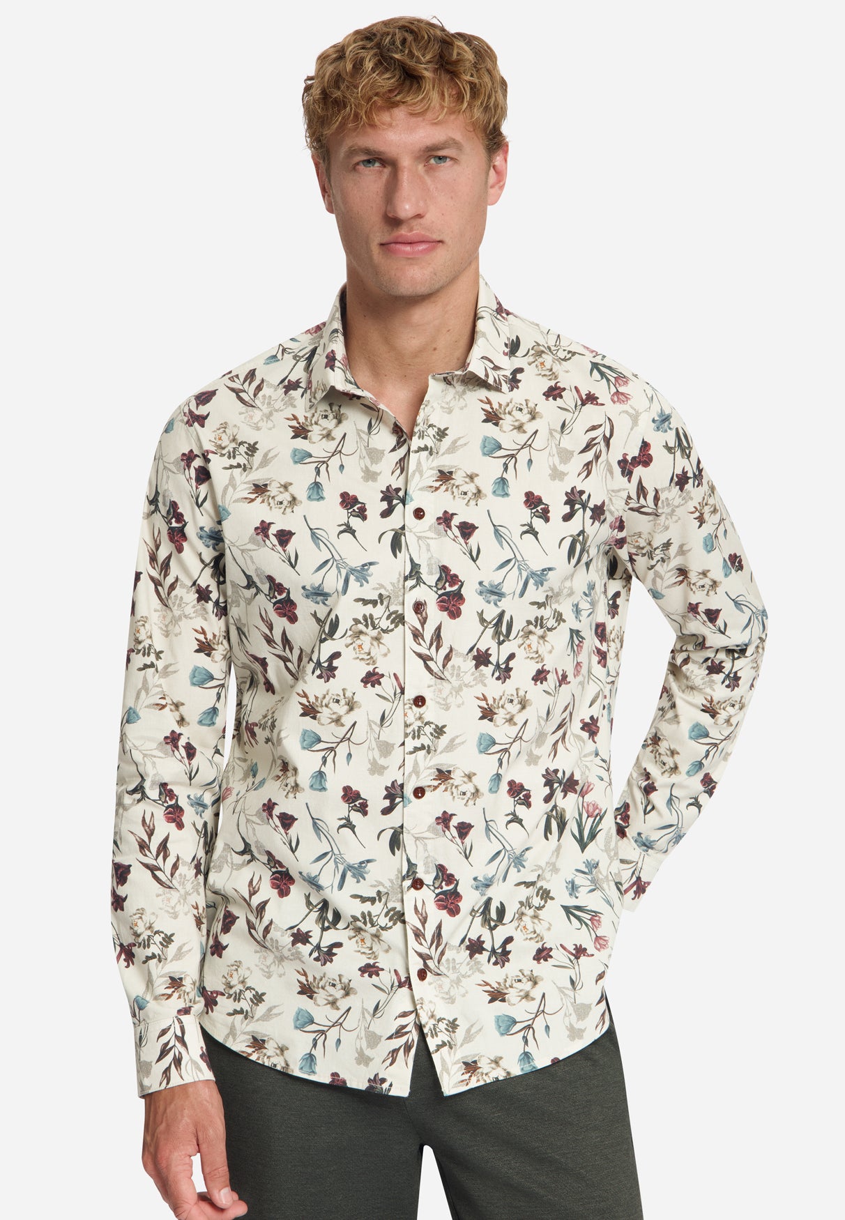 Printed stretch shirt | Stone