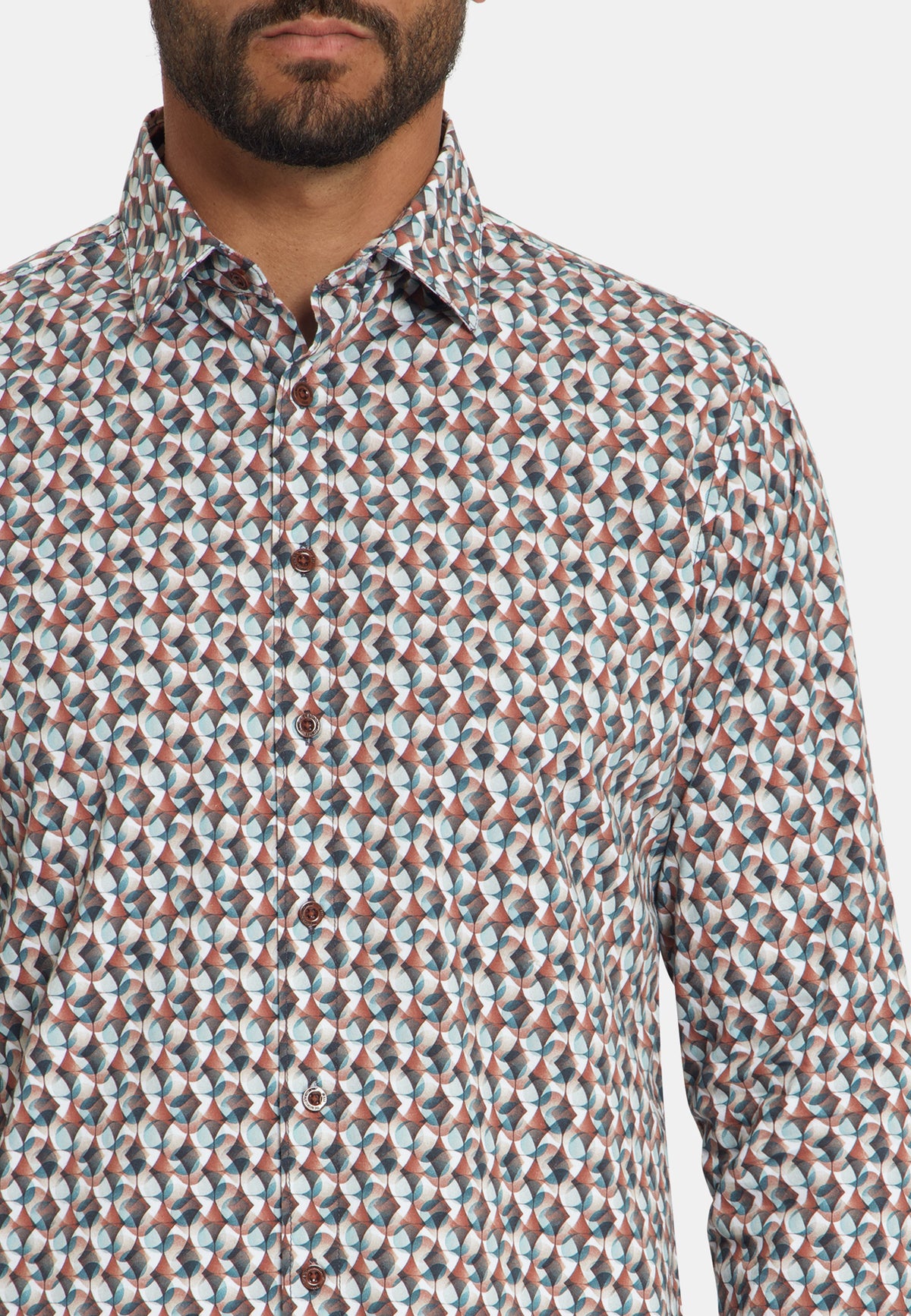 Chemise stretch à imprimé intégral | Caramel