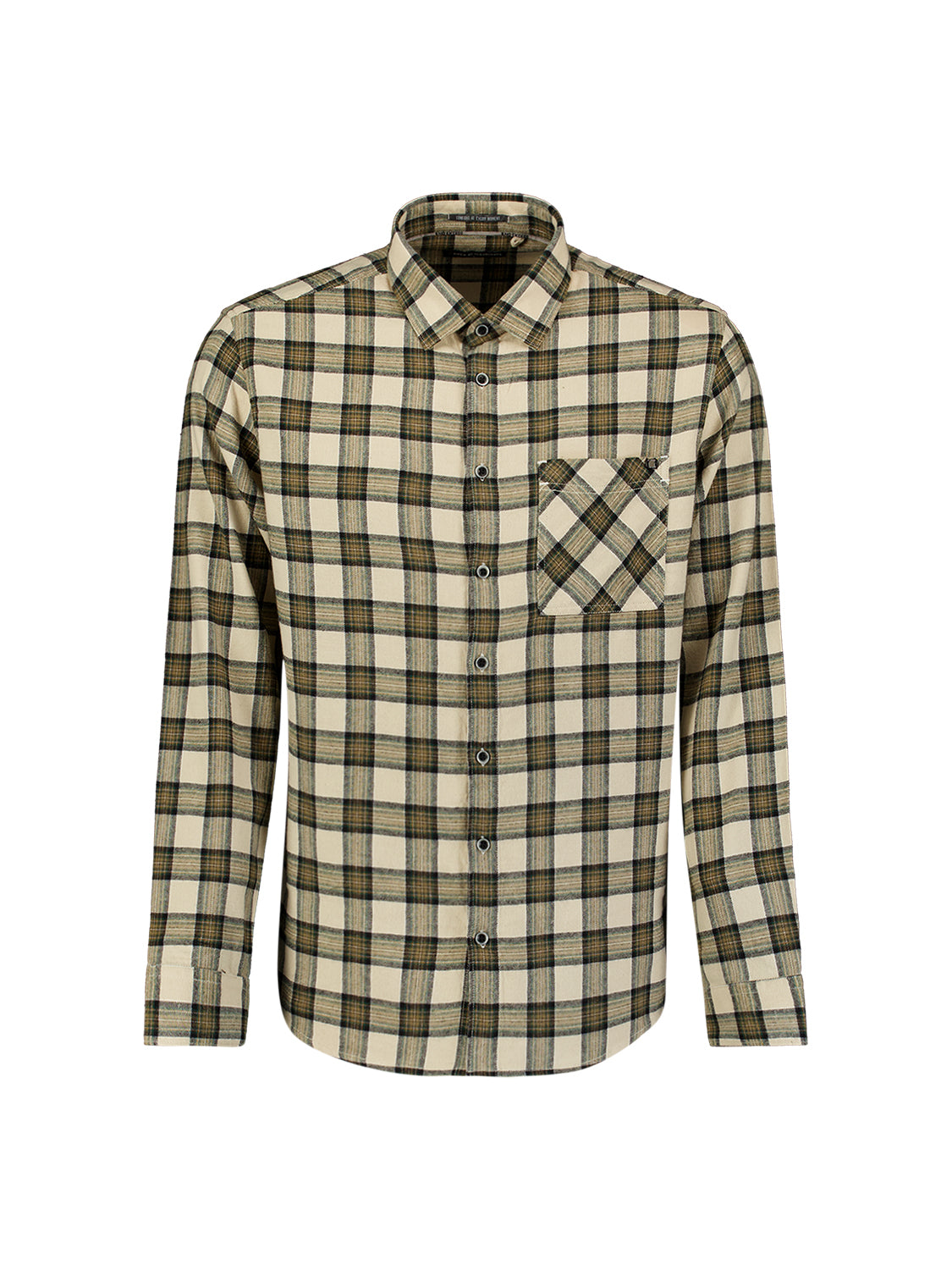 Cotton Flannel Check Shirt | Stone