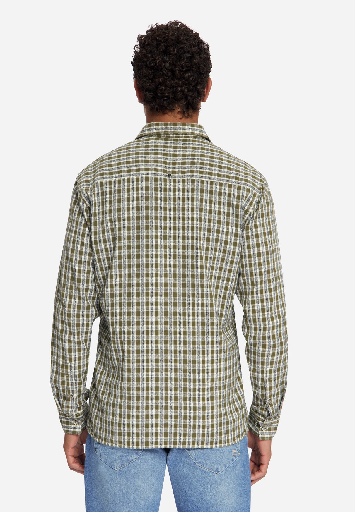 Chemise à petits carreaux, teinte dans la masse, tissage Dobby | moss