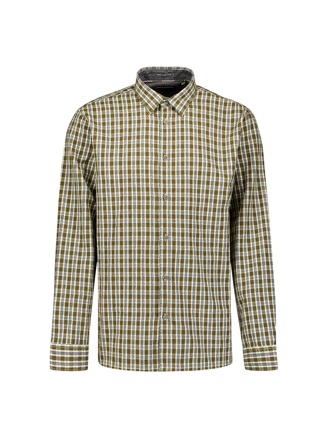Chemise à petits carreaux, teinte dans la masse, tissage Dobby | moss