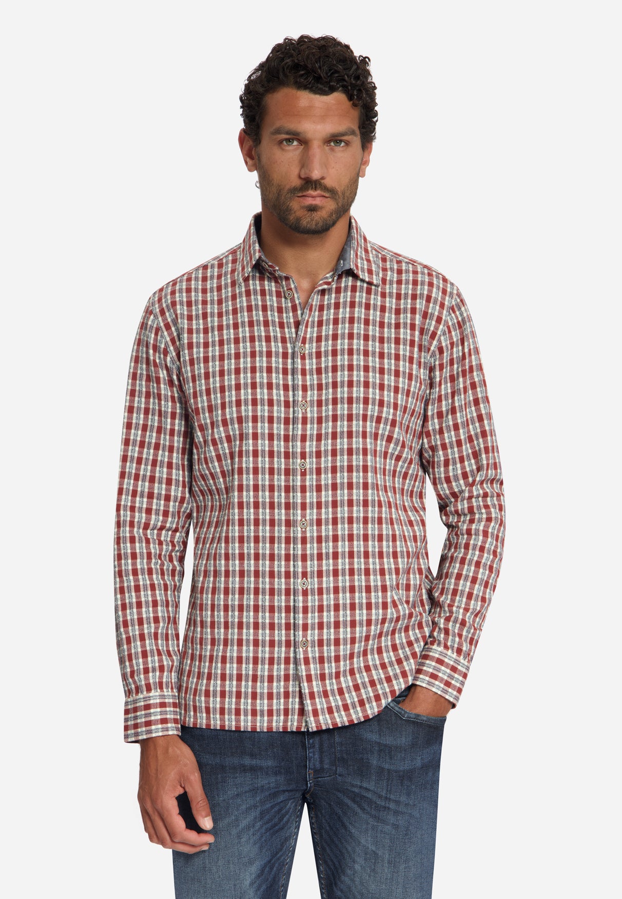 Chemise à petits carreaux, teinte dans la masse, tissage Dobby | Cayenne