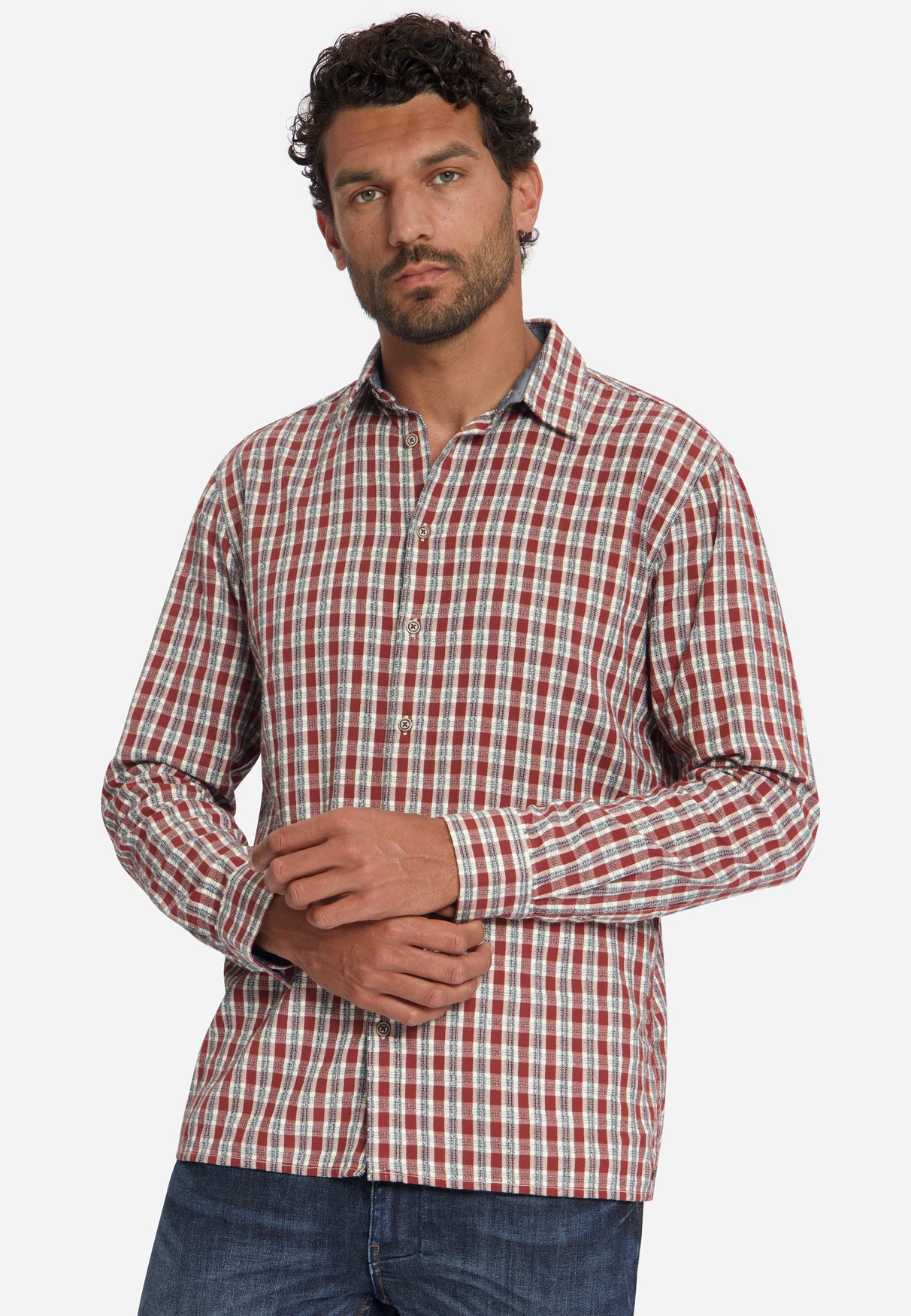 Chemise à petits carreaux, teinte dans la masse, tissage Dobby | Cayenne