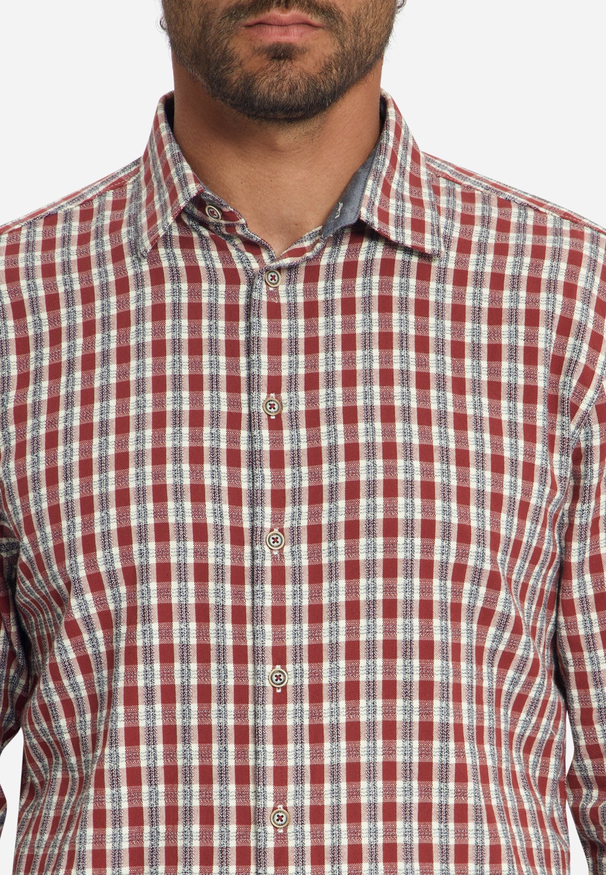 Chemise à petits carreaux, teinte dans la masse, tissage Dobby | Cayenne