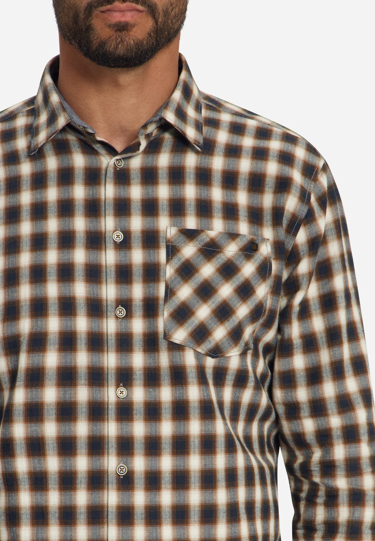Cotton Check Shirt | Caramel