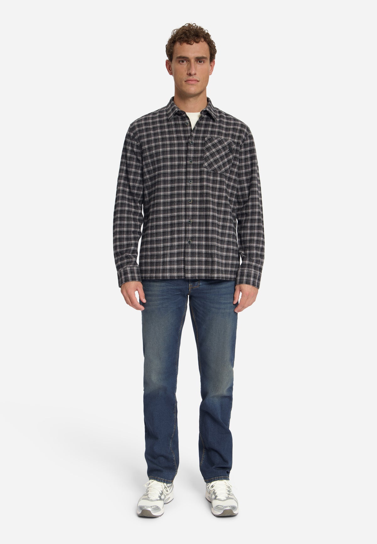 Chemise en coton à carreaux | Noire