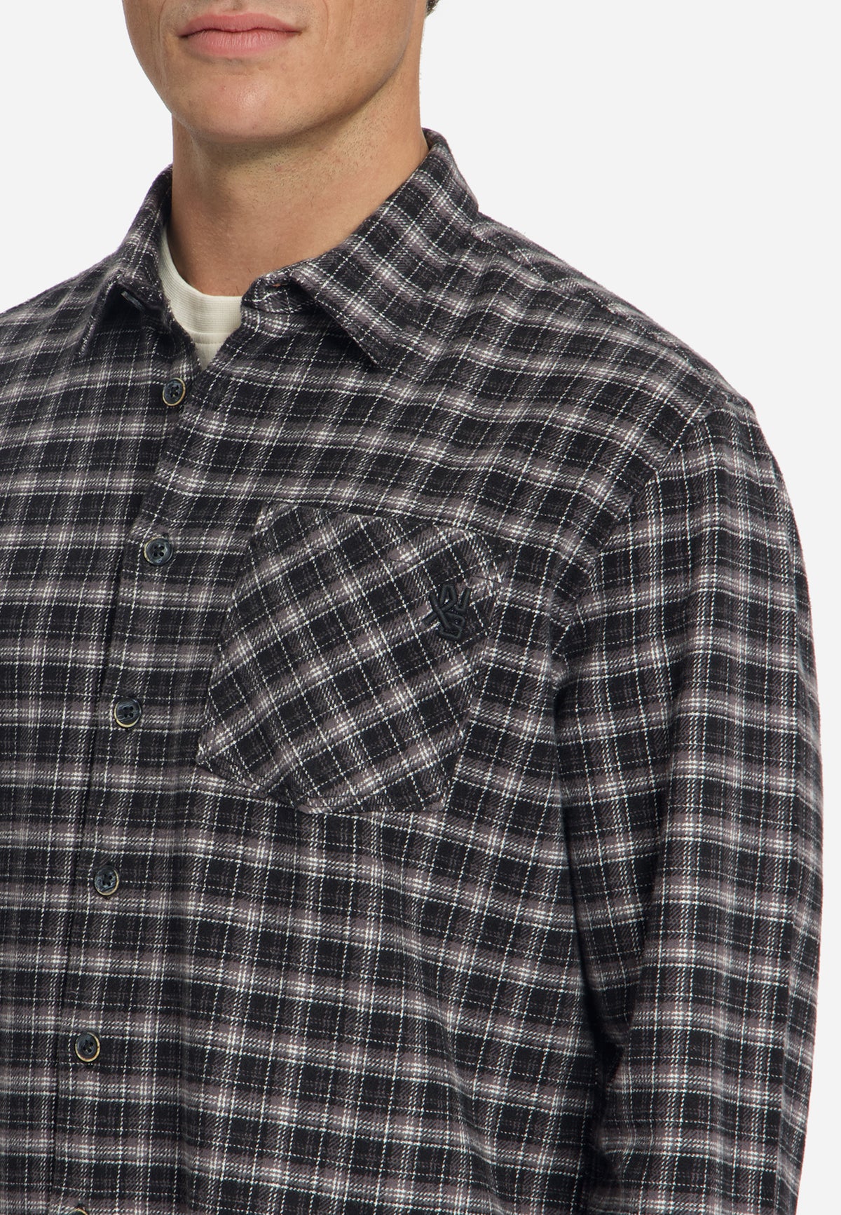 Chemise en coton à carreaux | Noire
