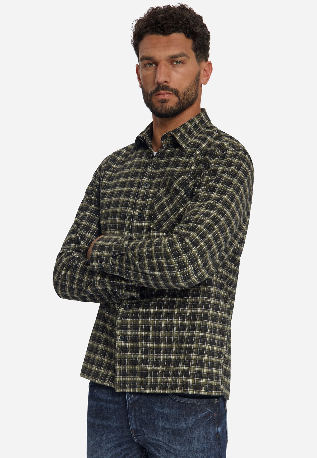 Chemise en coton à carreaux | moss