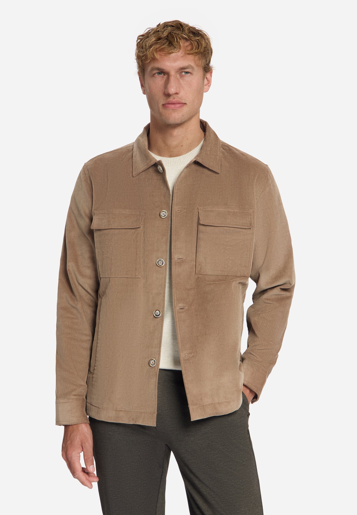 Overshirt en velours côtelé épais | Marron clair
