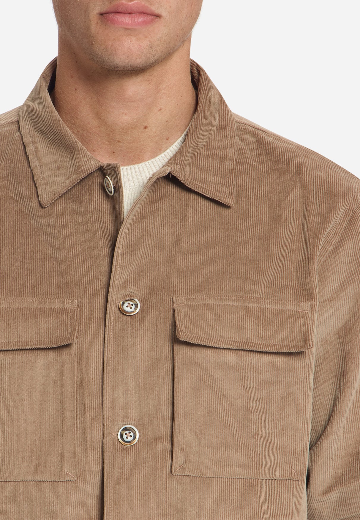 Overshirt en velours côtelé épais | Marron clair