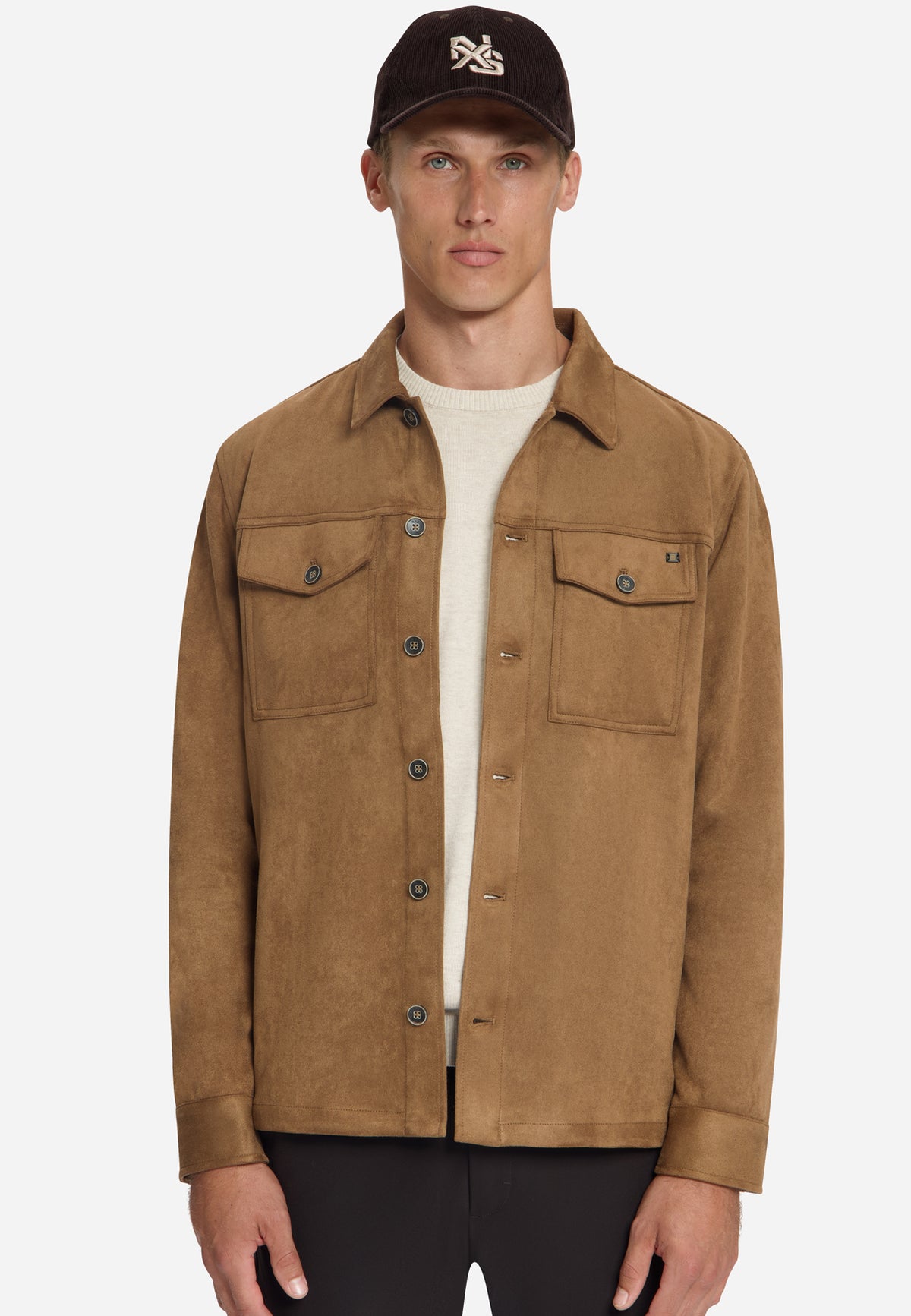 Suede Look Overshirt | Caramel