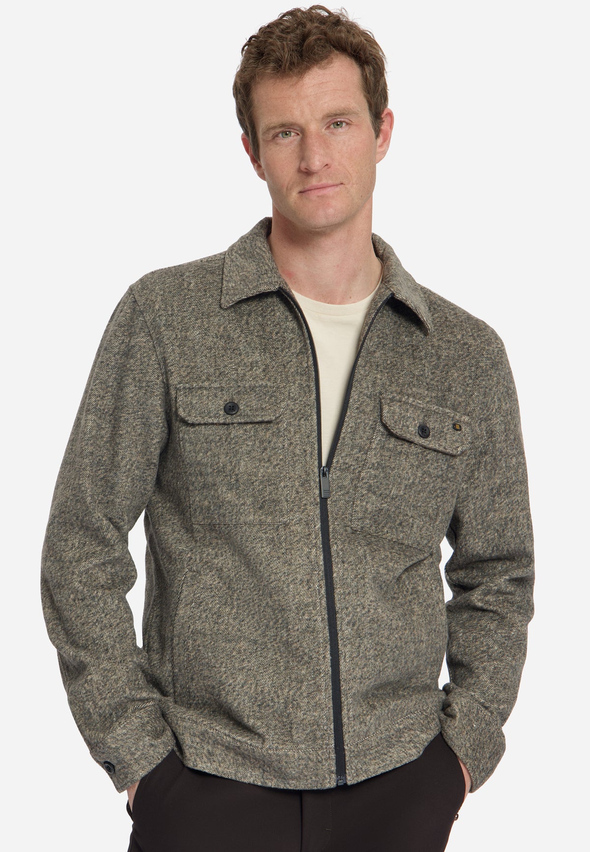 Surchemise zippée en mélange de laine | Light Brown