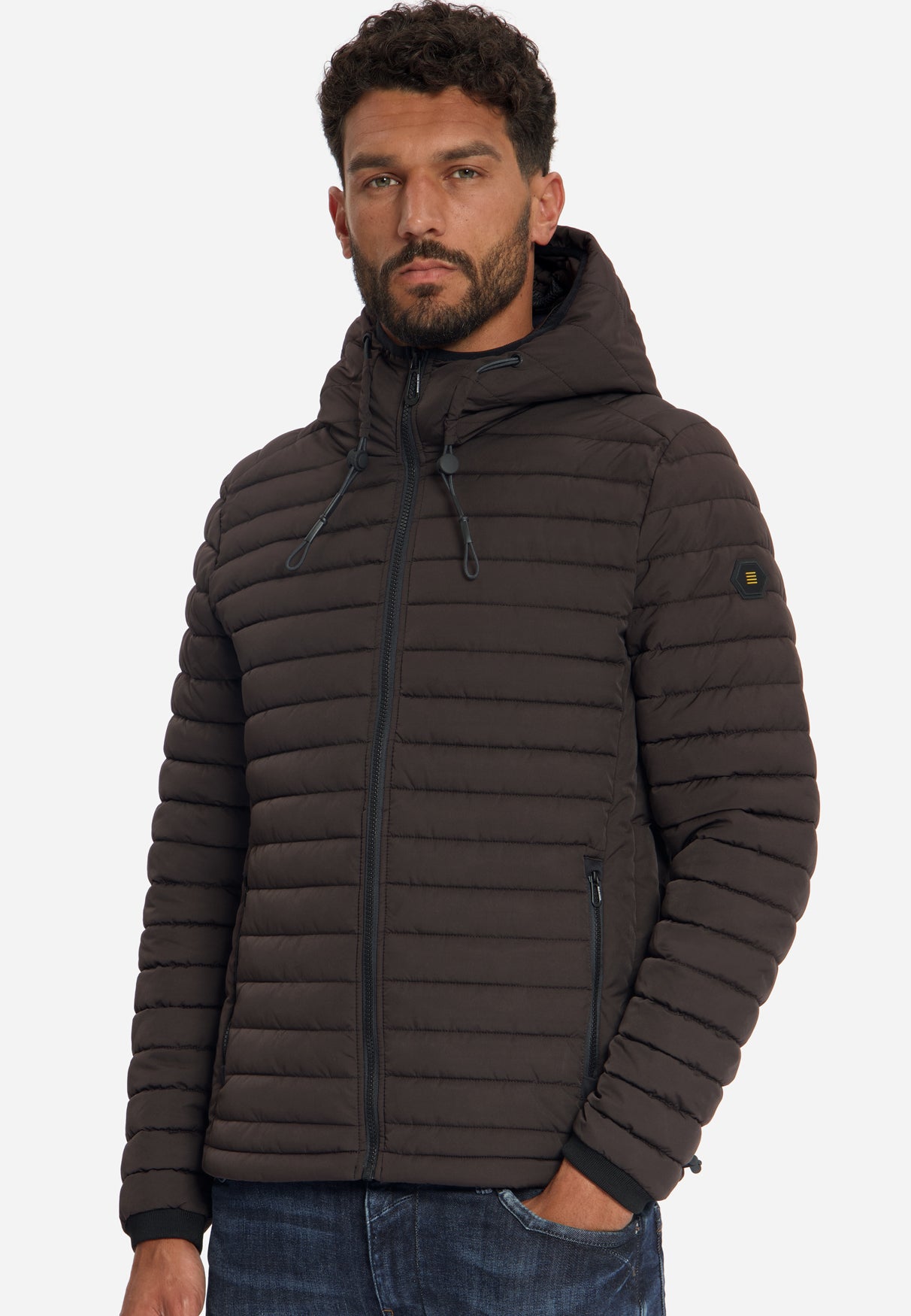 Hooded Padded Jacket | Dark Brown