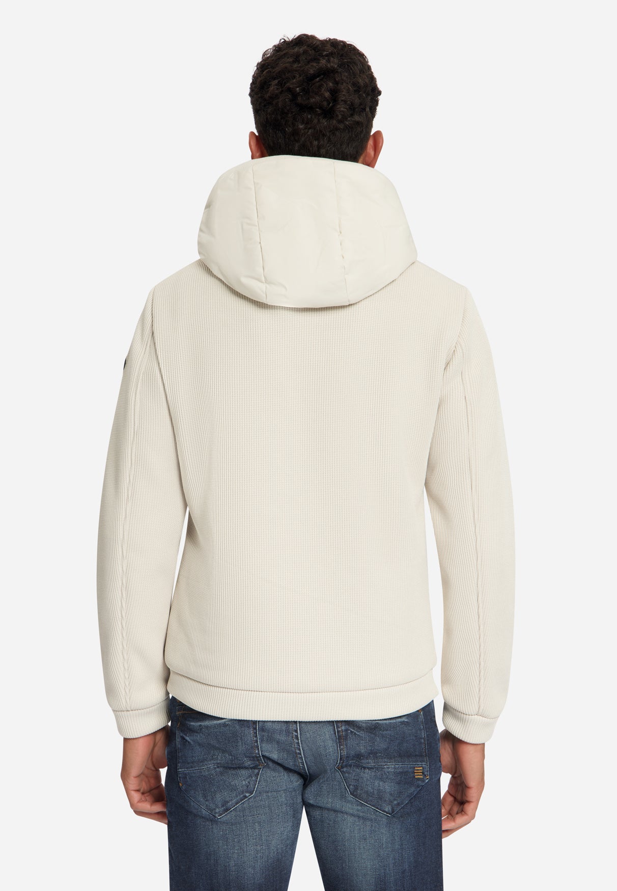 Jacket Short Fit Sealed Hooded Knitted Mix | Stone