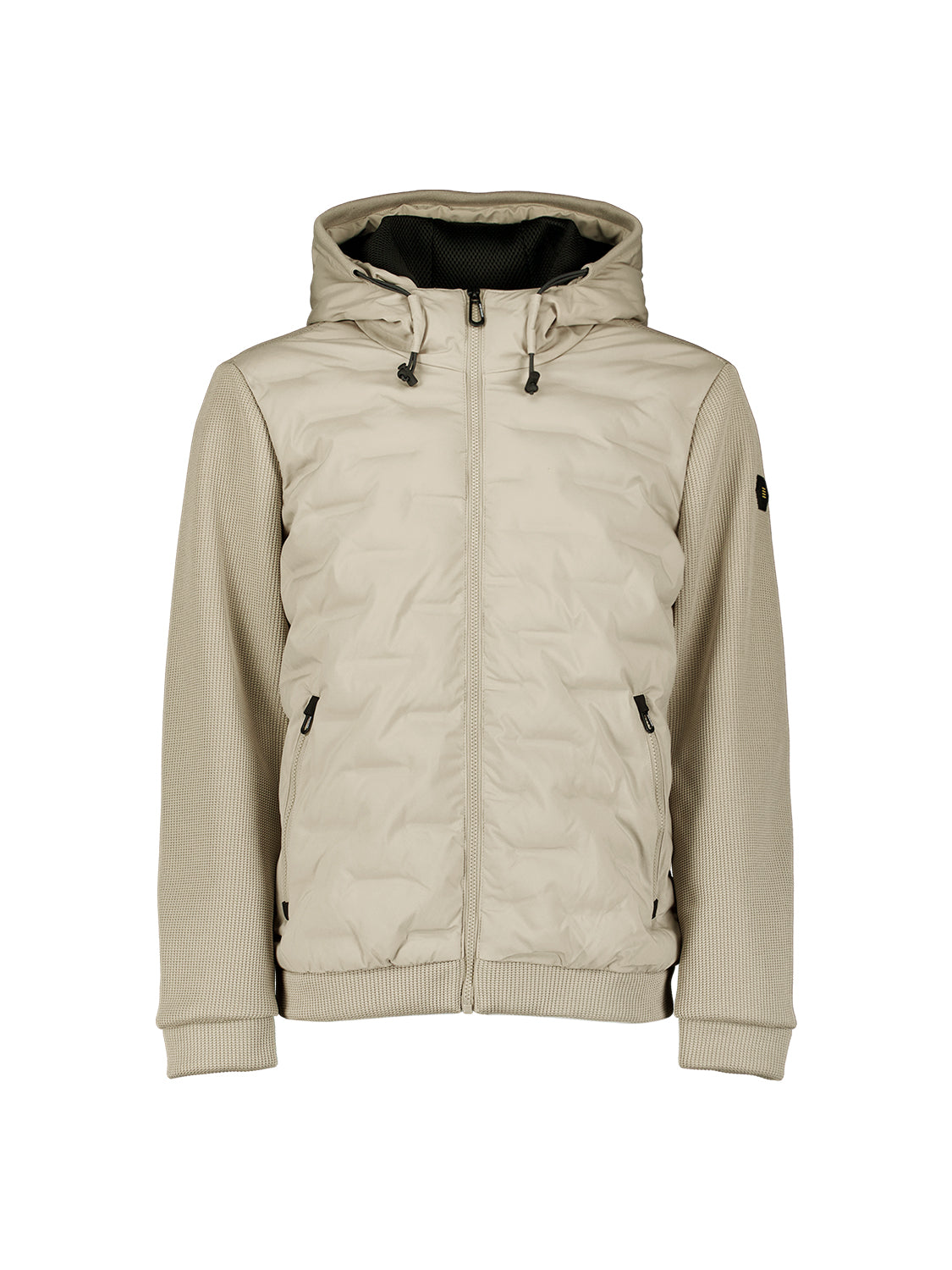Jacket Short Fit Sealed Hooded Knitted Mix | Stone