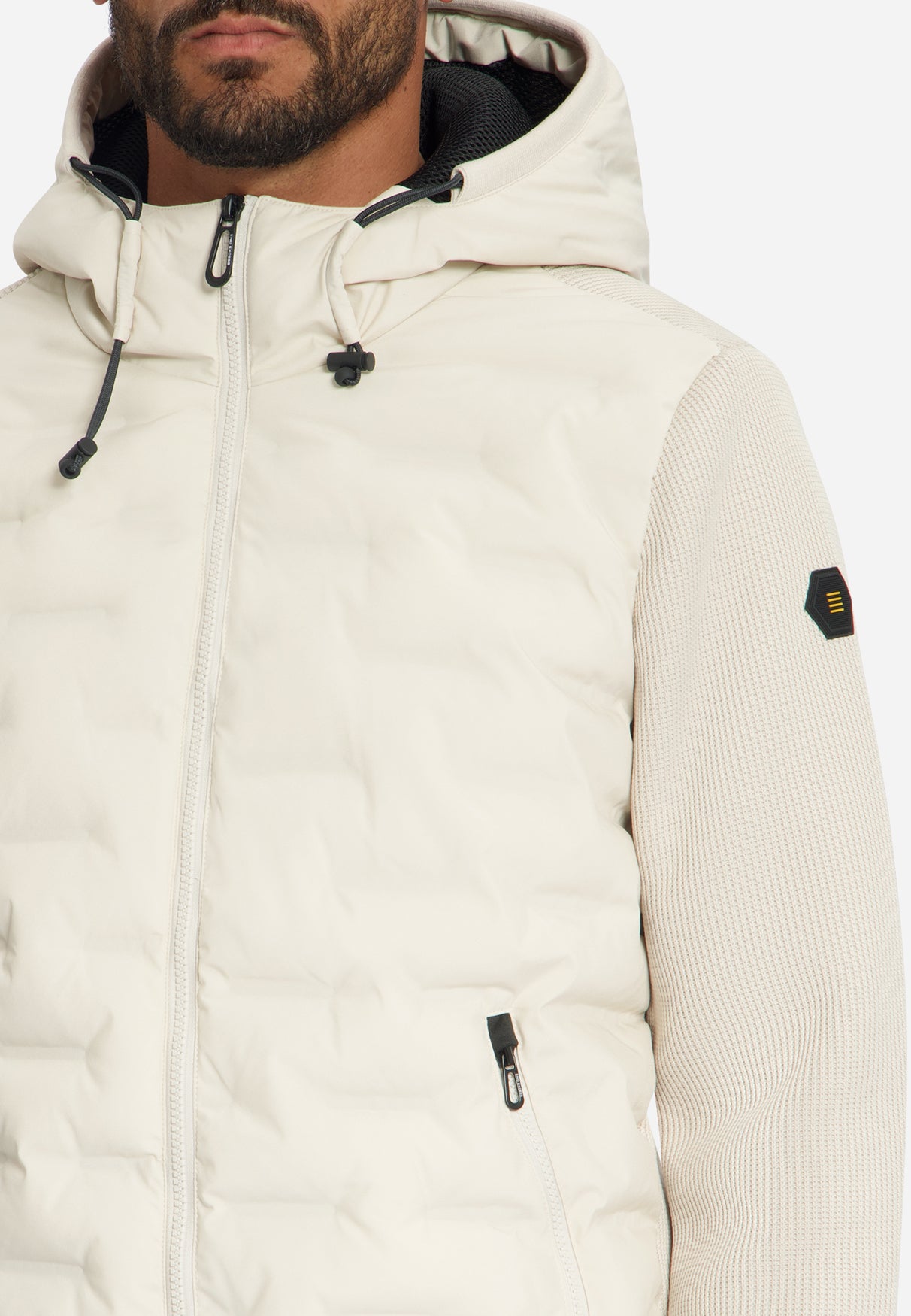 Jacket Short Fit Sealed Hooded Knitted Mix | Stone
