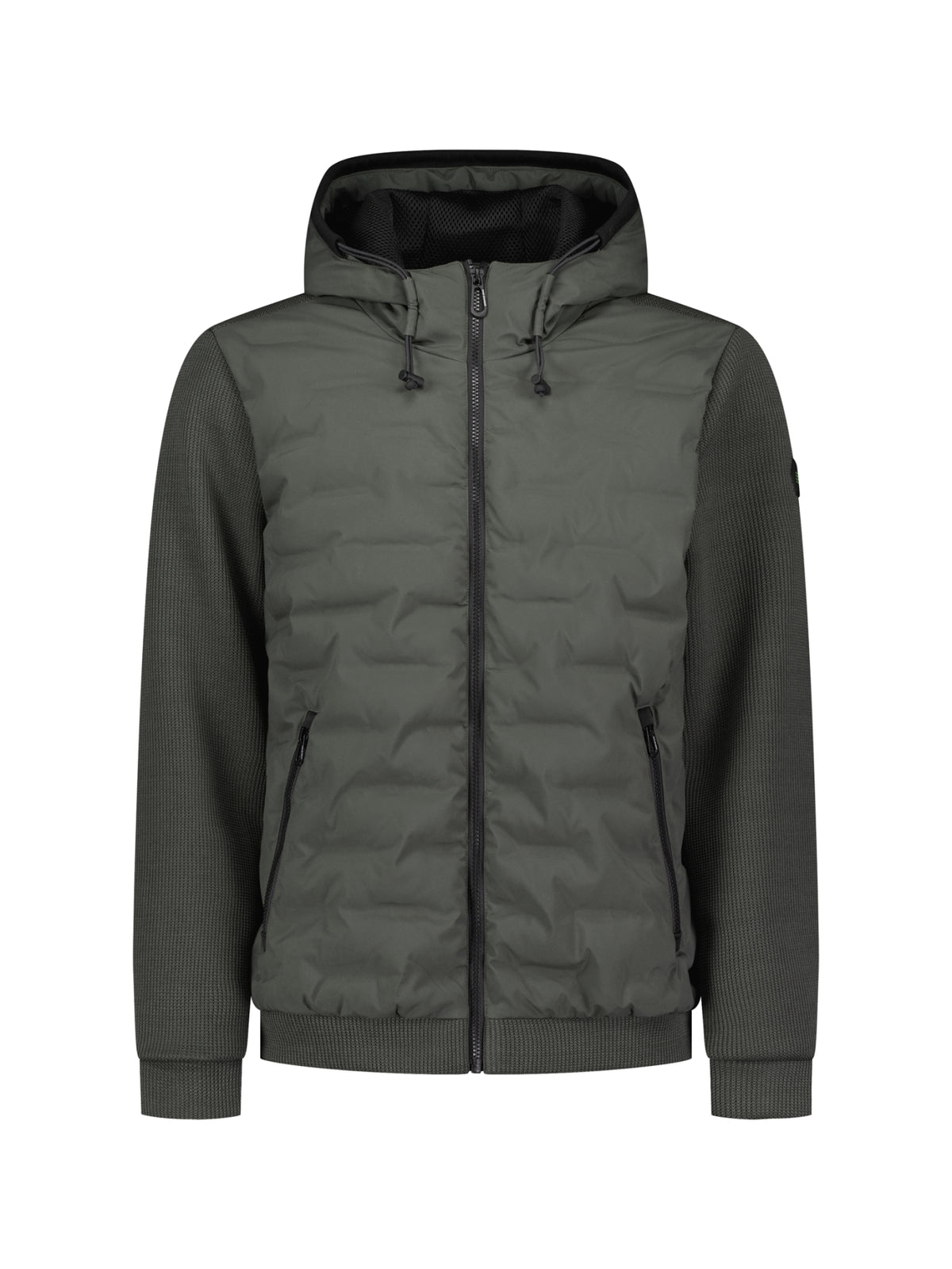 Knitted Padded Hooded Jacket | Army