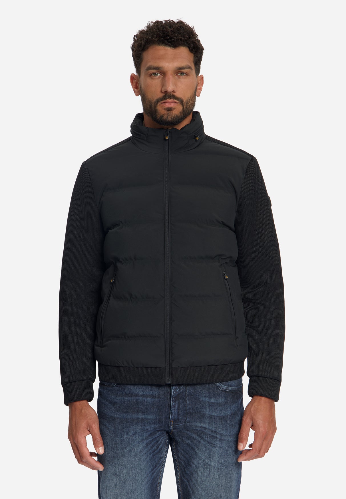 Jacket Short Fit Sealed Knitted Mix | Black