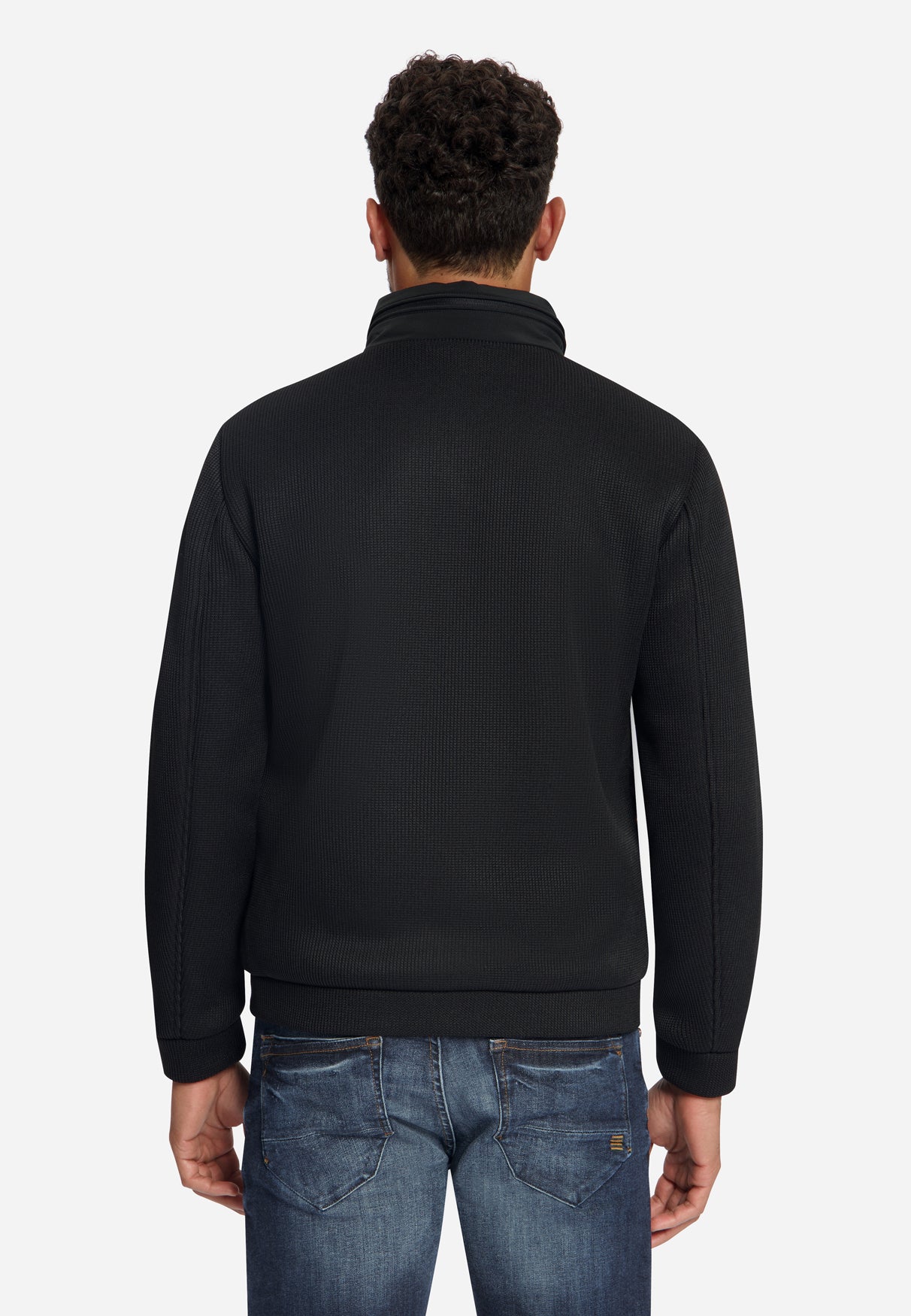 Jacket Short Fit Sealed Knitted Mix | Black