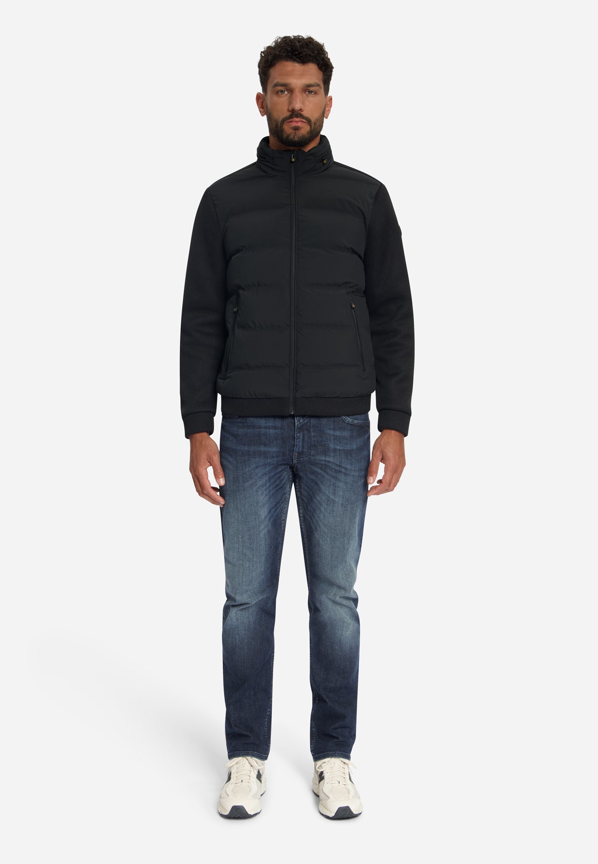 Jacket Short Fit Sealed Knitted Mix | Black