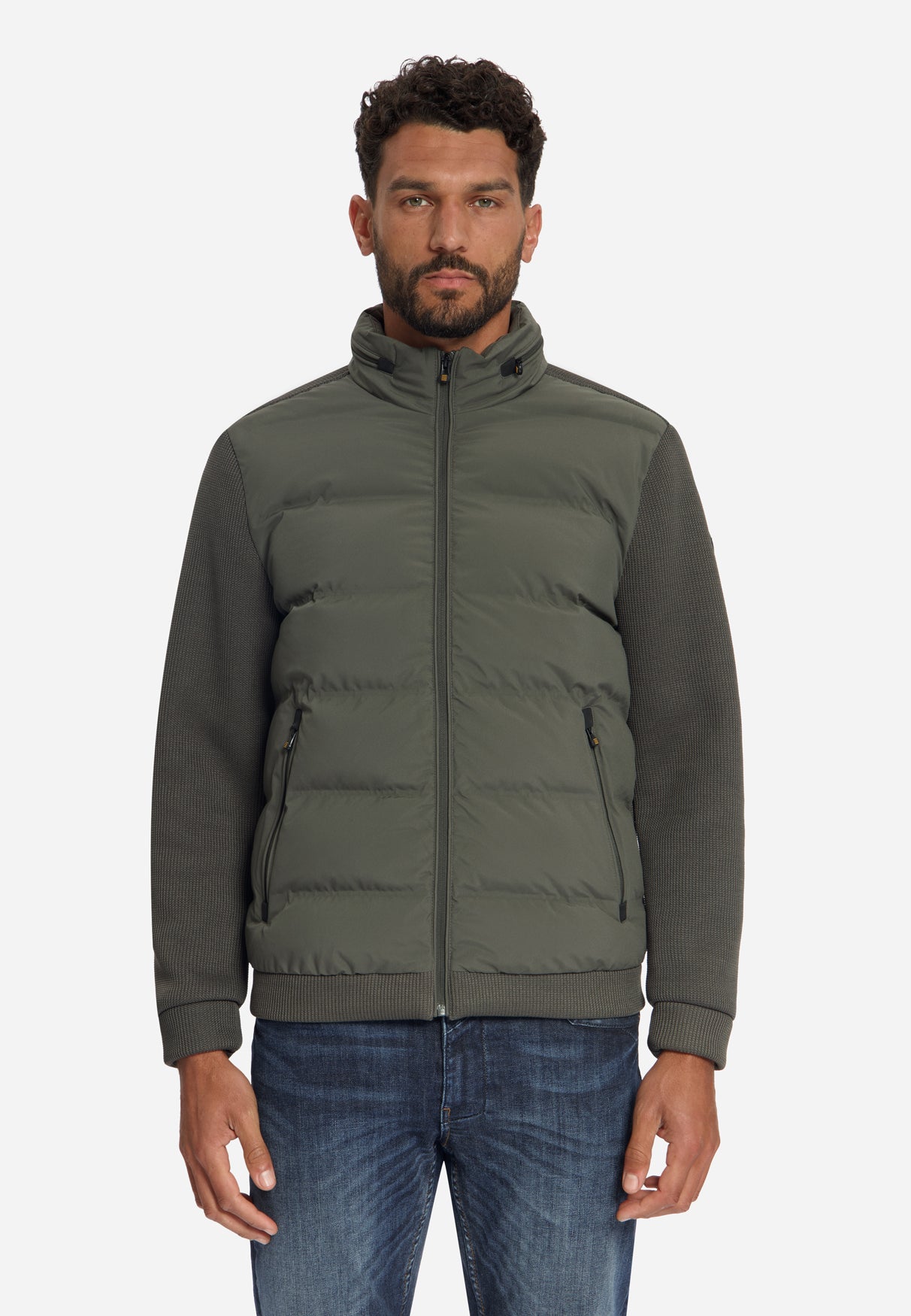 Veste coupe courte en maille mélangée étanche | Army