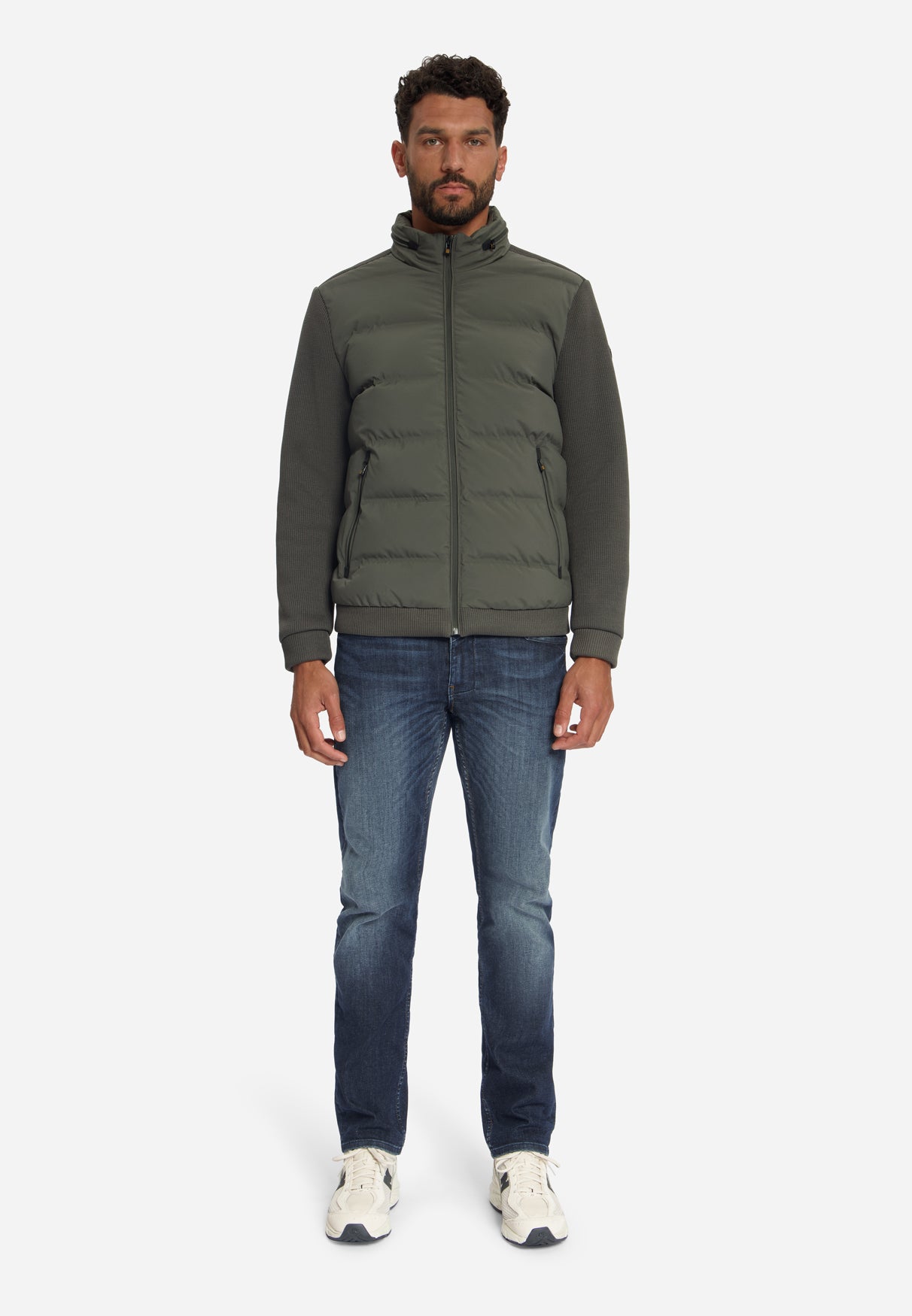 Veste coupe courte en maille mélangée étanche | Army
