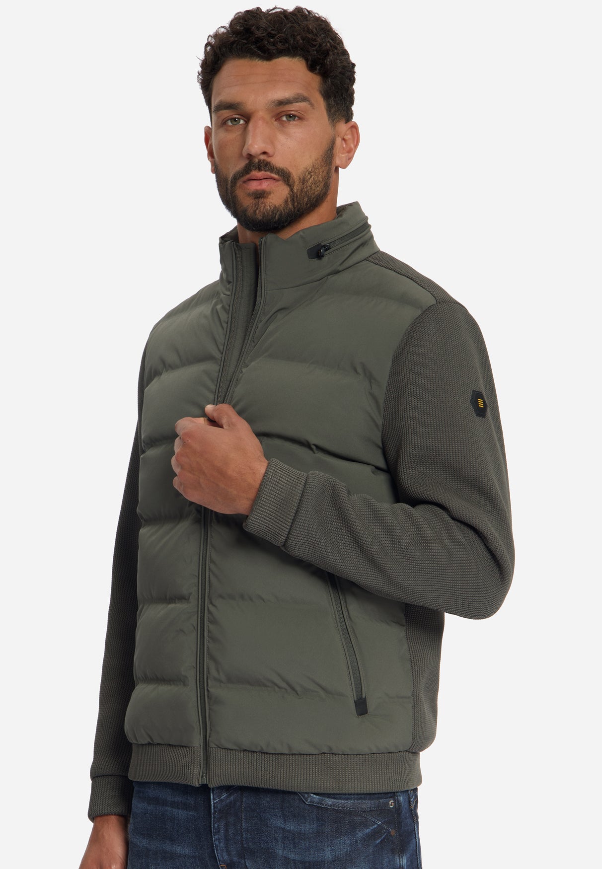 Veste coupe courte en maille mélangée étanche | Army