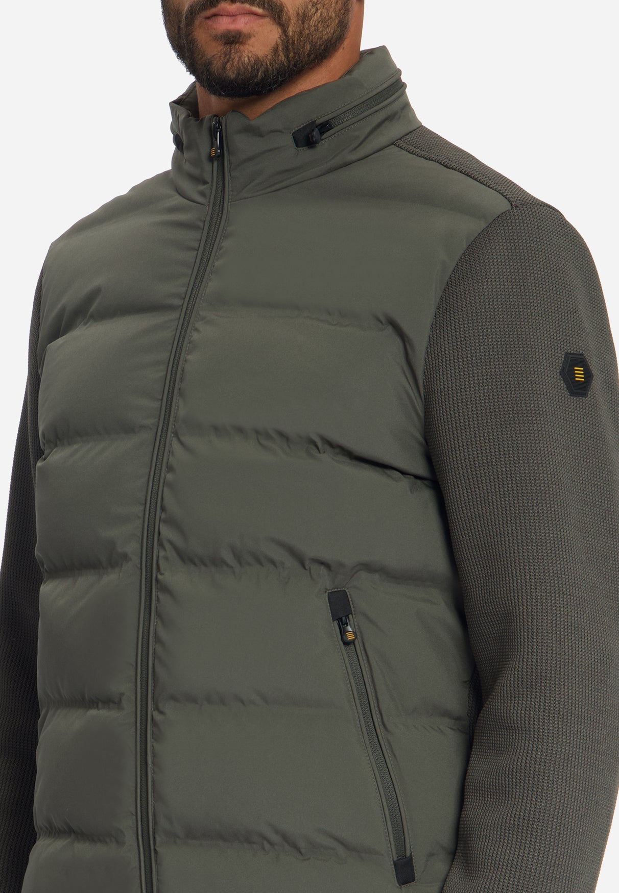 Veste coupe courte en maille mélangée étanche | Army