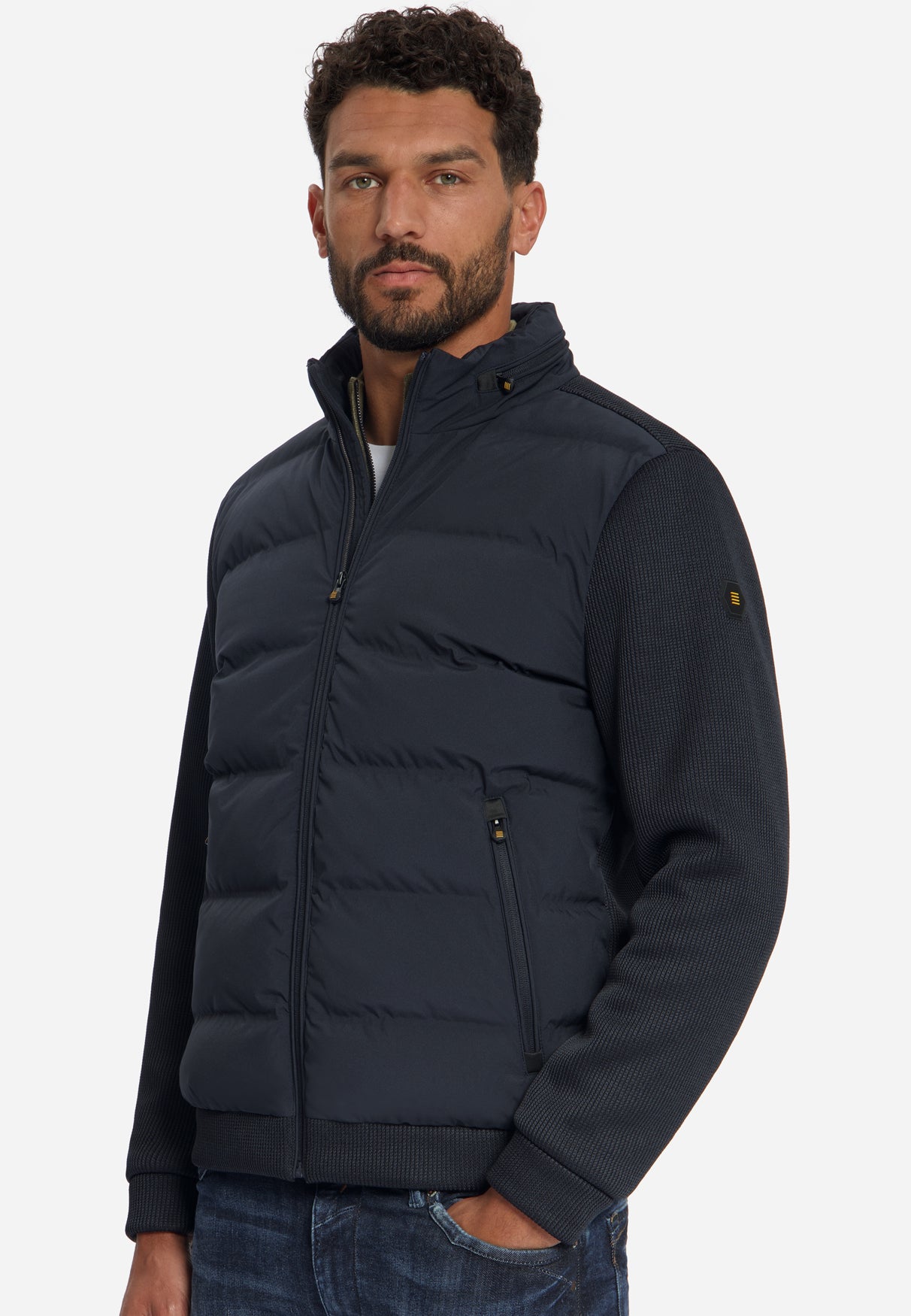 Jacket Short Fit Sealed Knitted Mix | Dark Night