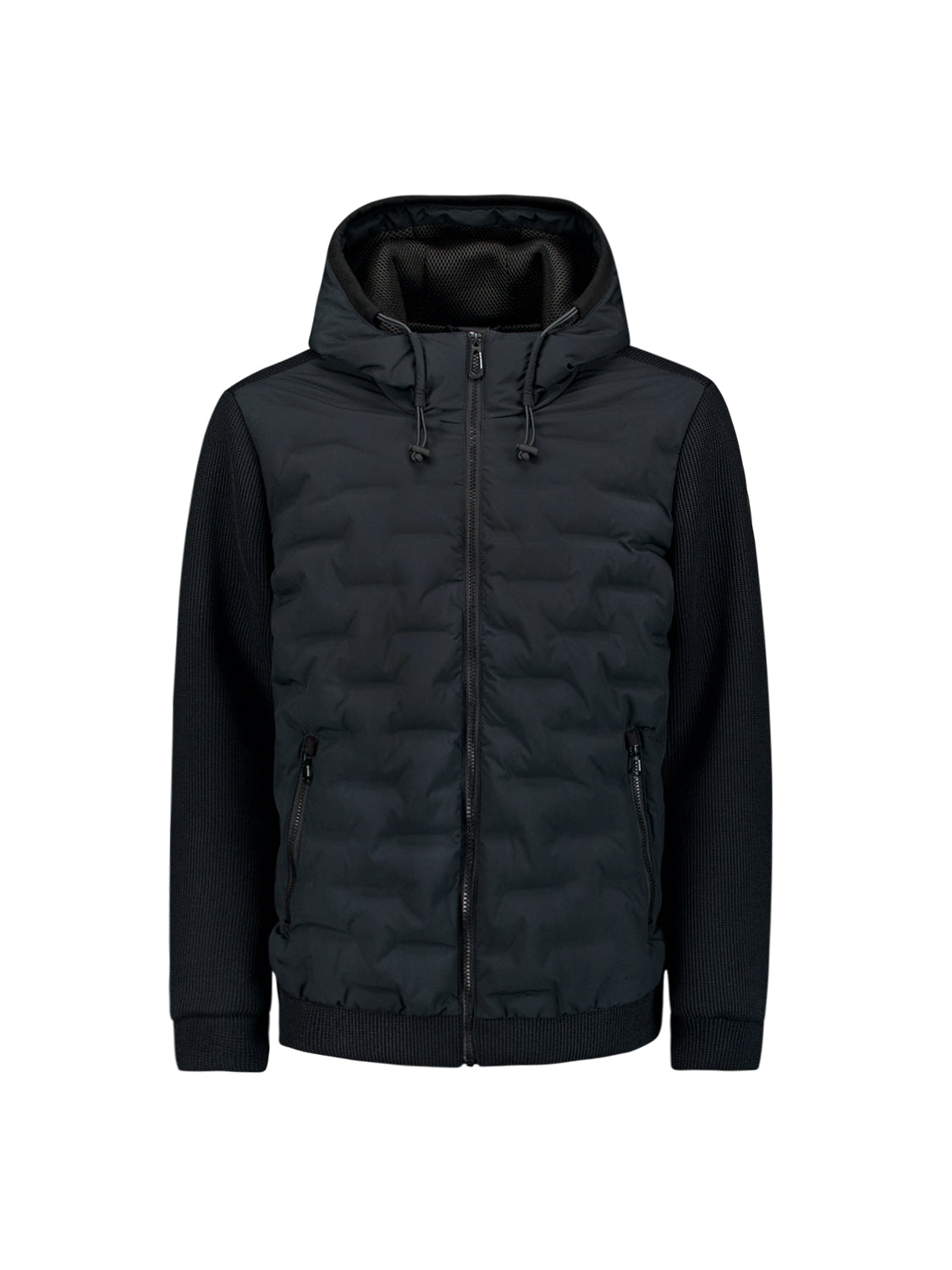 Jacket Short Fit Sealed Hooded Knitted Mix | Dark Night