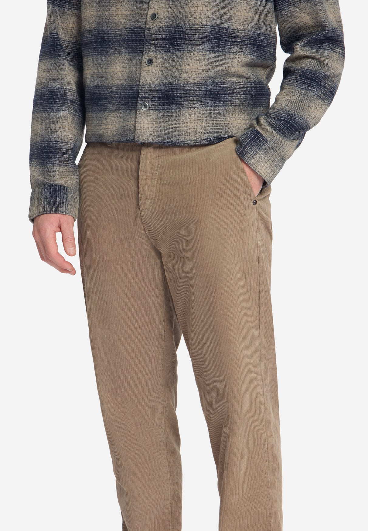 Chino en Velours Côtelé Stretch | Taupe