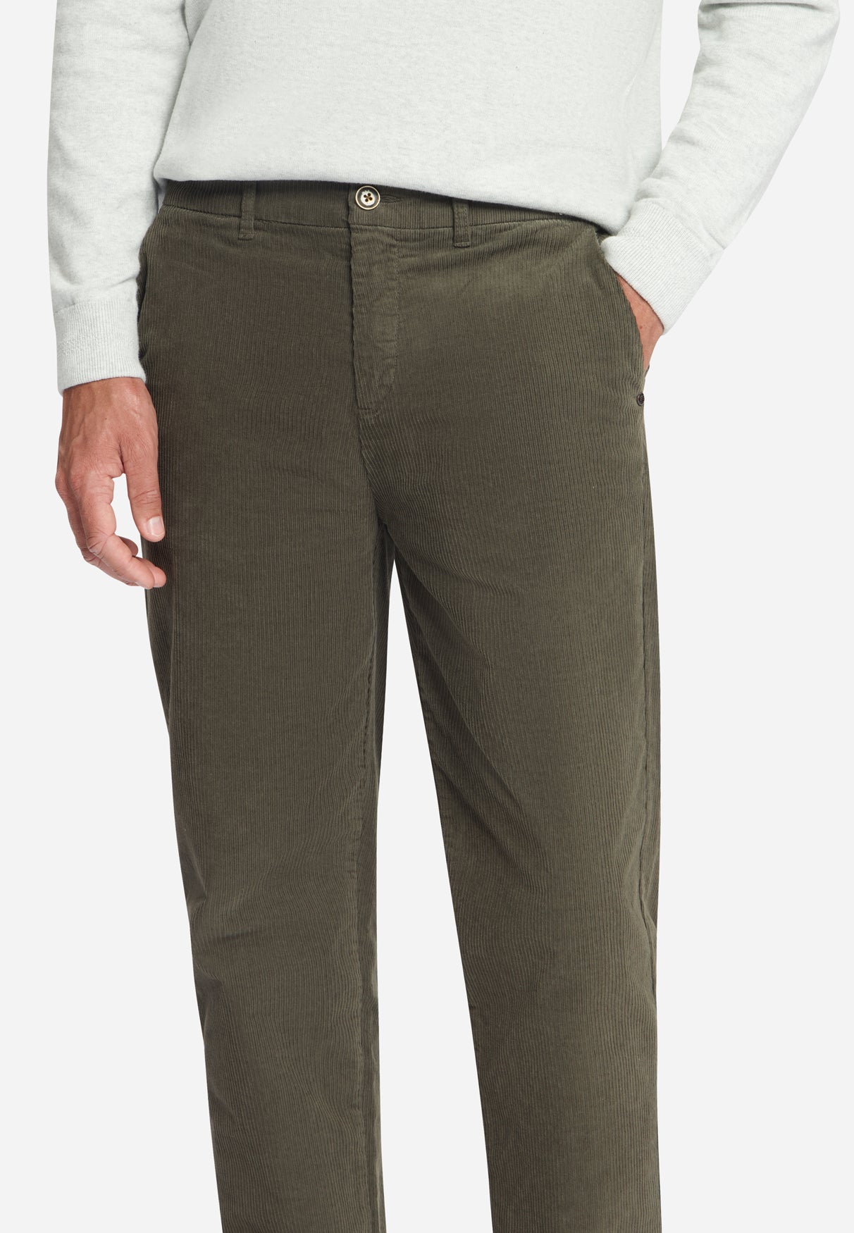 Chino en Velours Côtelé Stretch | Army
