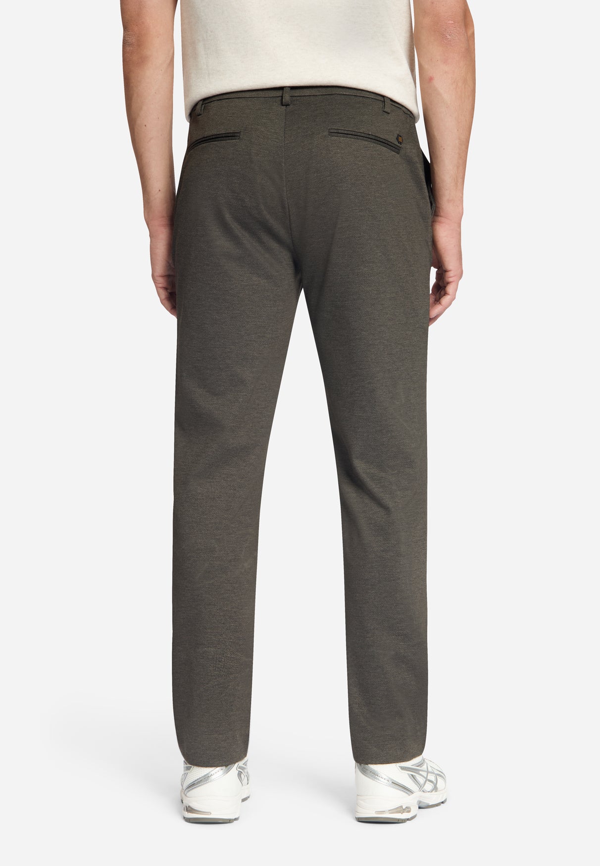 Pantalon en jersey mélangé, regular fit | Marron foncé