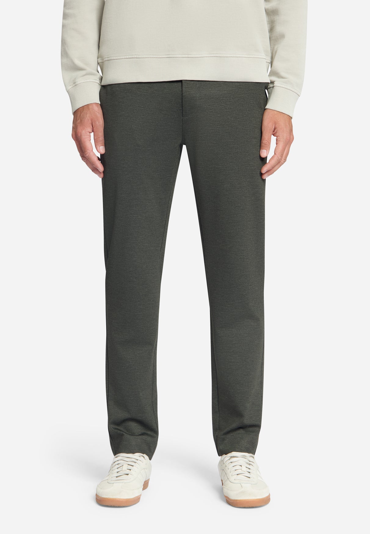 Pantalon en jersey mélangé, coupe regular fit | Vert army