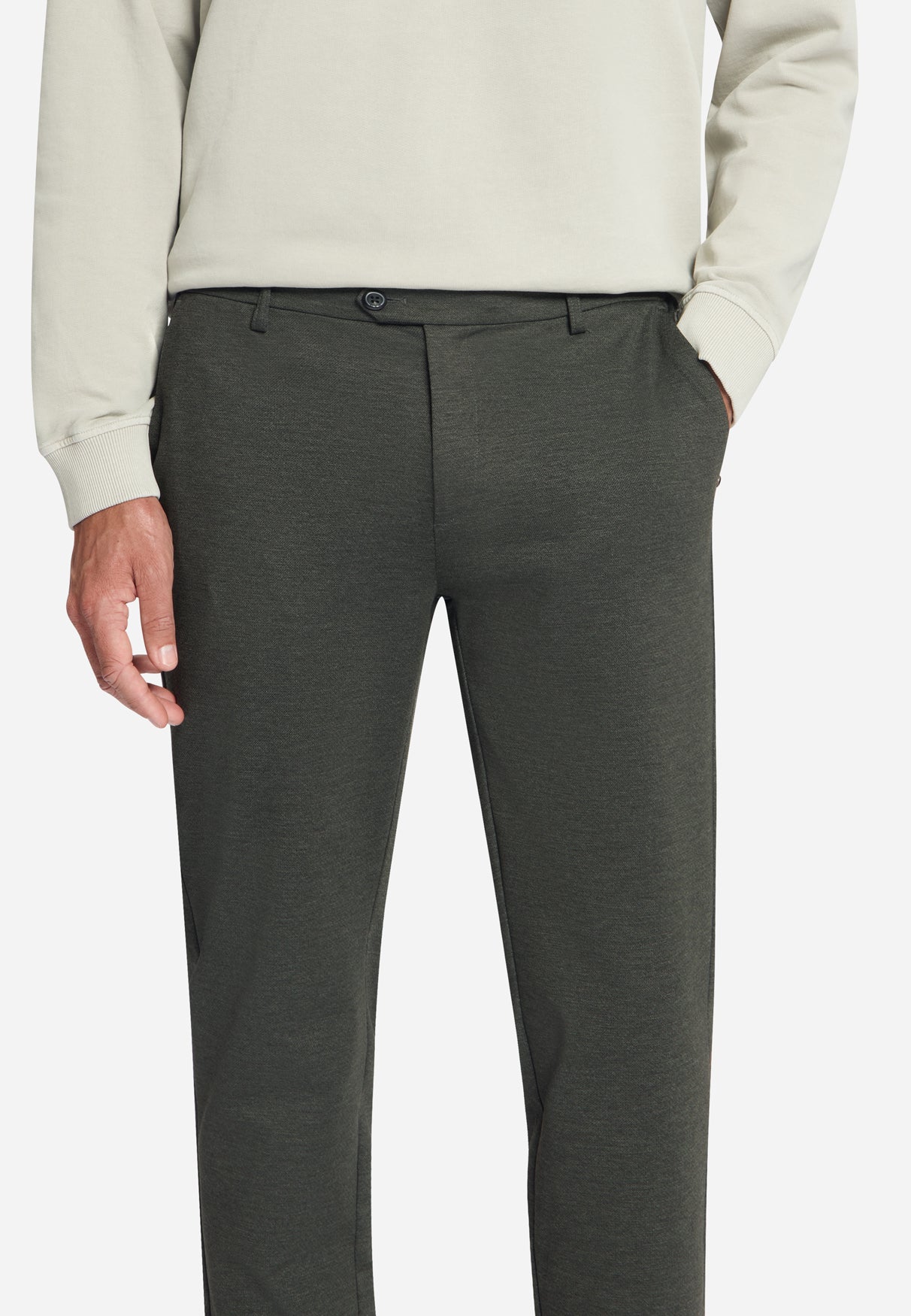 Pantalon en jersey mélangé, coupe regular fit | Vert army
