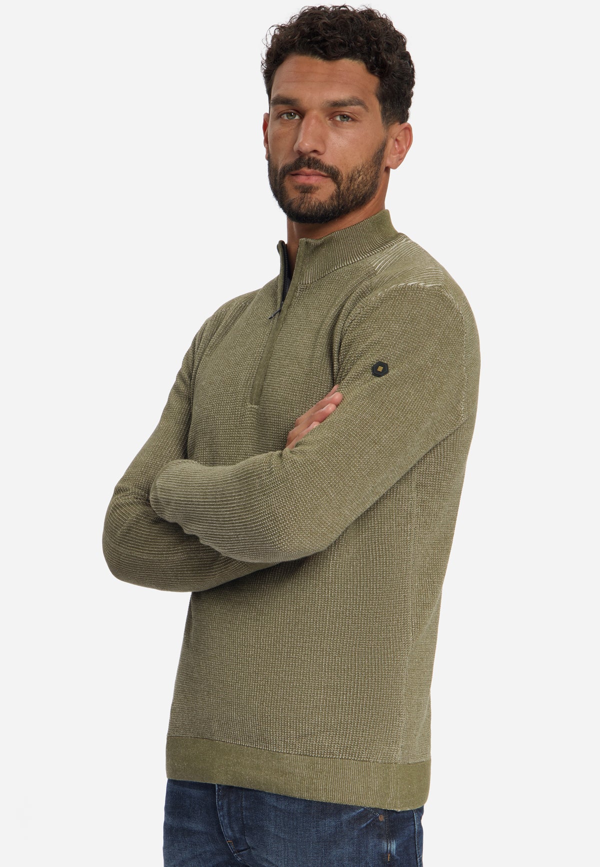 Plated Half-Zip Jumper | Moss