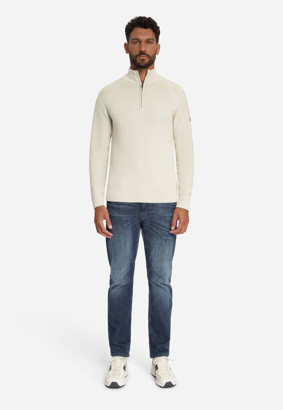 Cable Knit Half-Zip Jumper | Stone