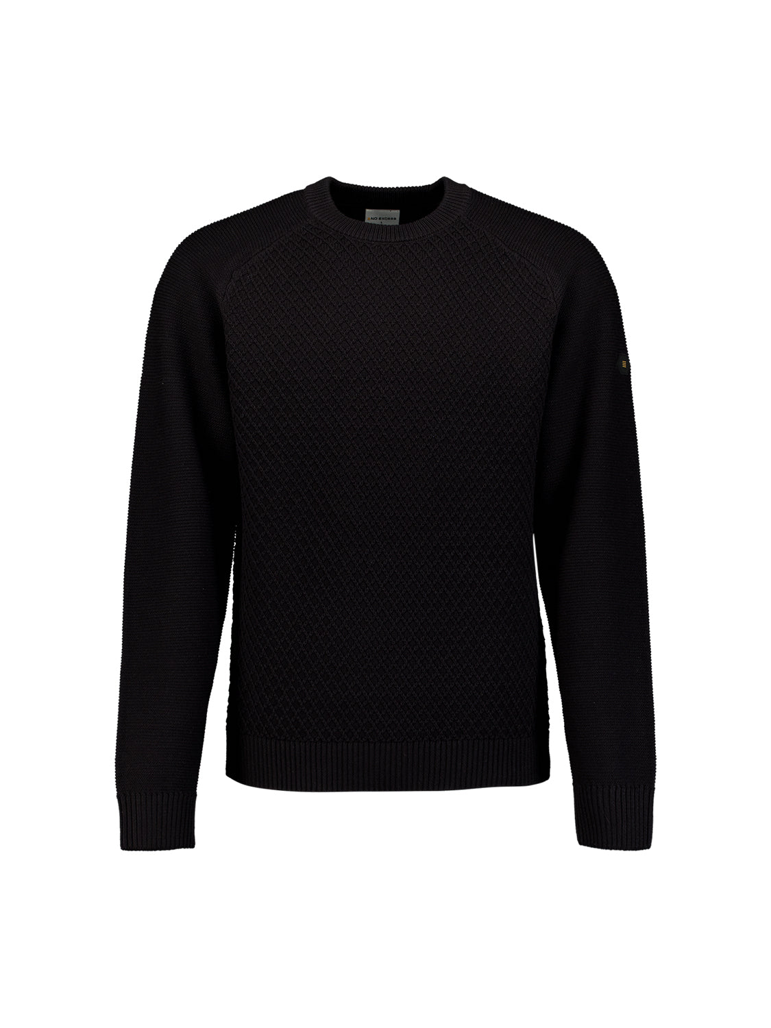 Cable Knit Crew Neck Jumper | Black